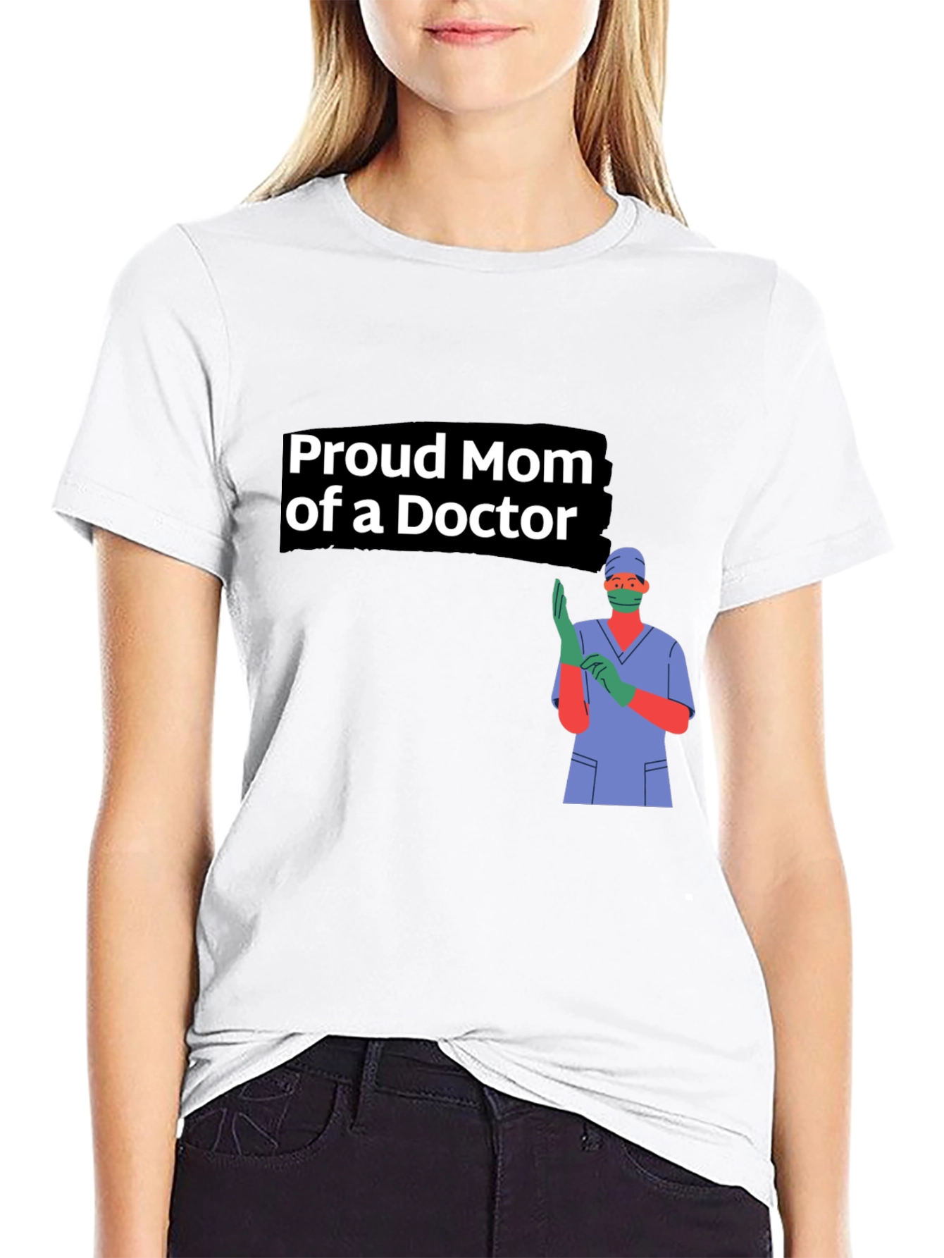 Proud Mom of a Doctor Black T-Shirt