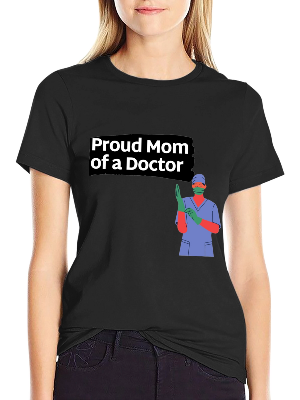 Proud Mom of a Doctor Black T-Shirt