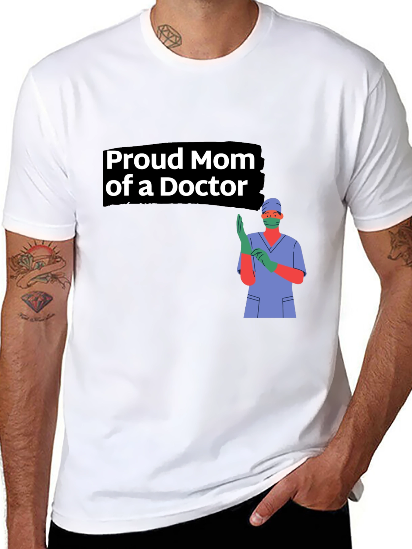 Proud Mom of a Doctor Black T-Shirt