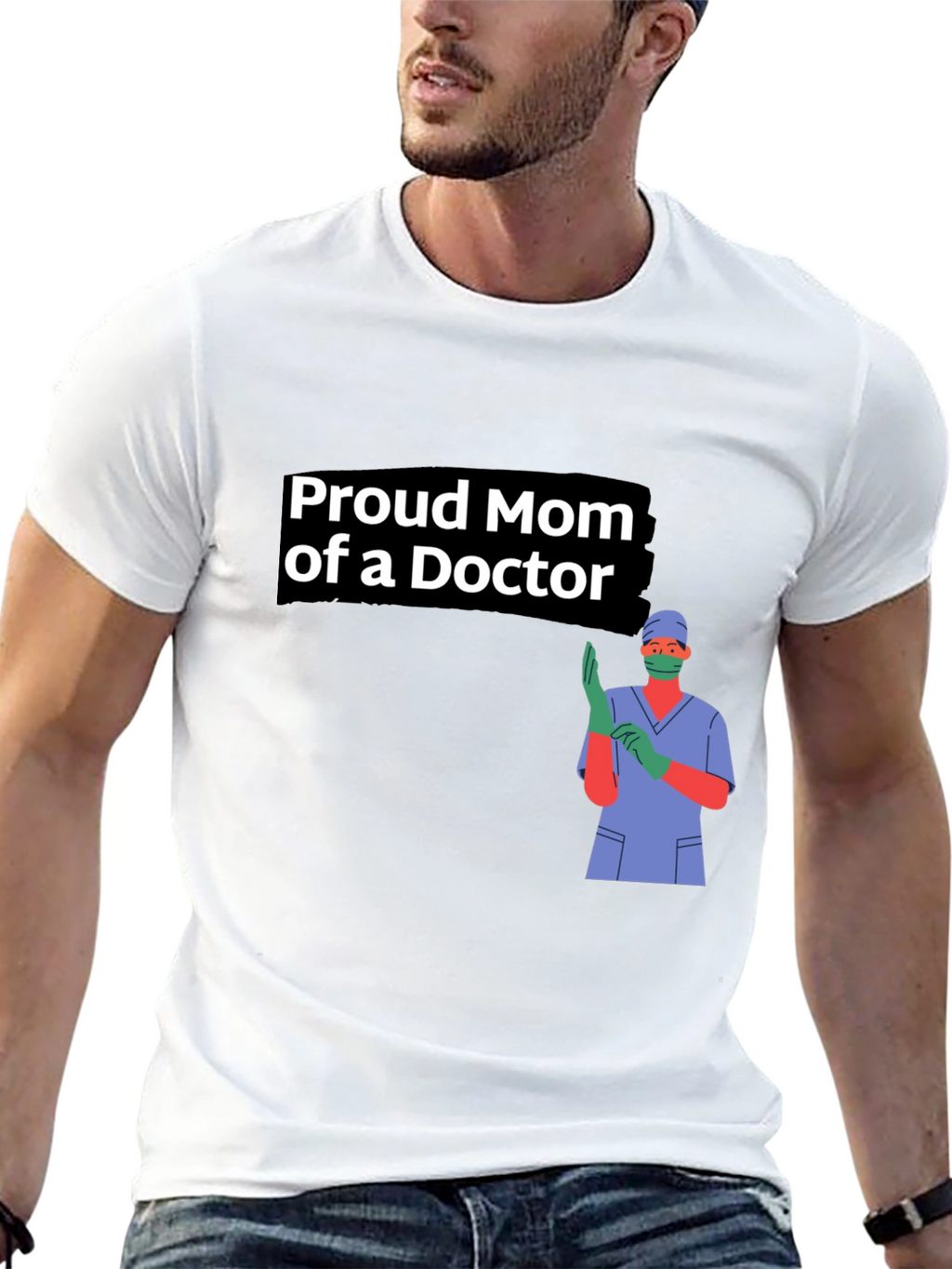 Proud Mom of a Doctor Black T-Shirt