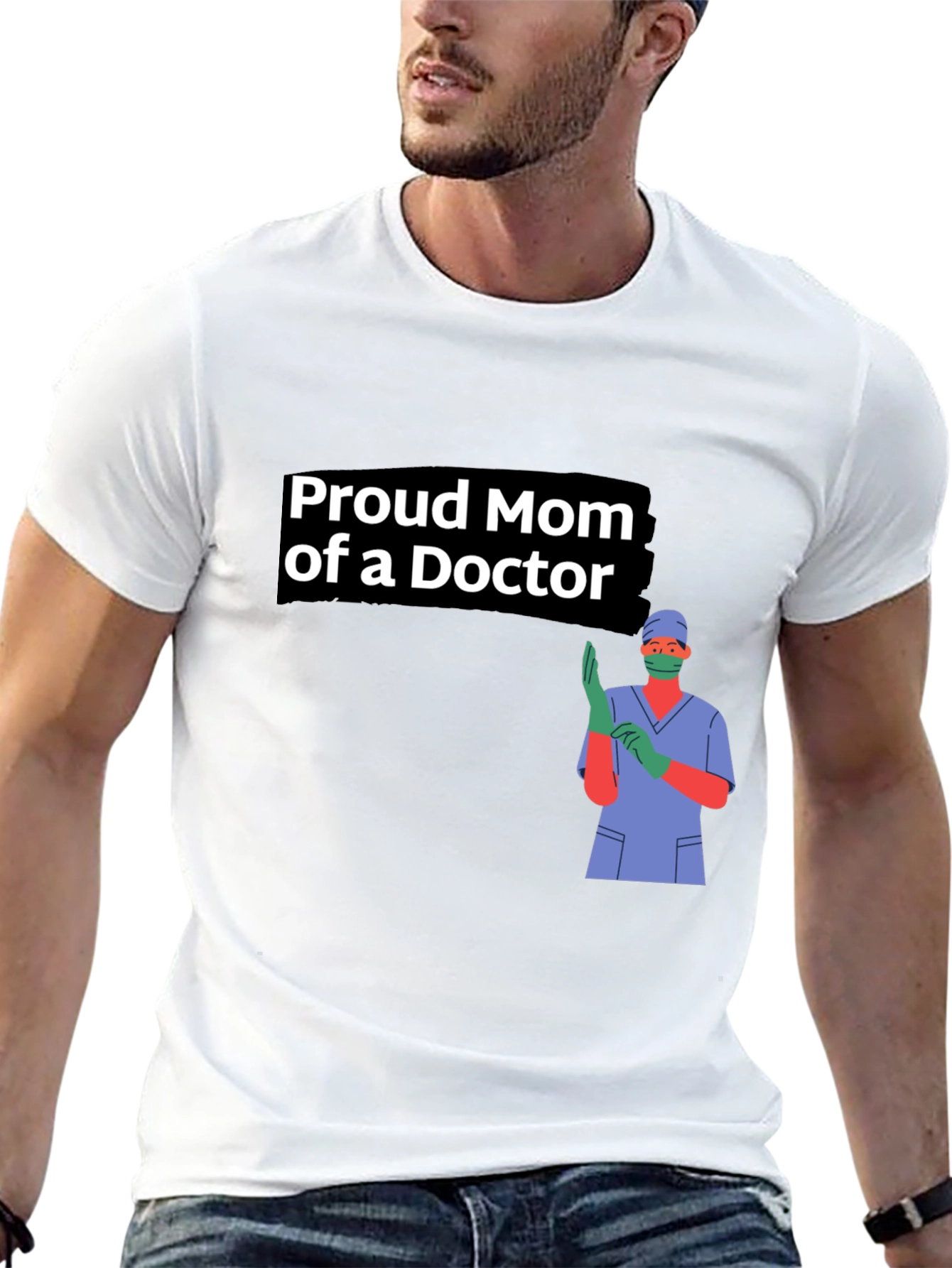 Proud Mom of a Doctor Black T-Shirt