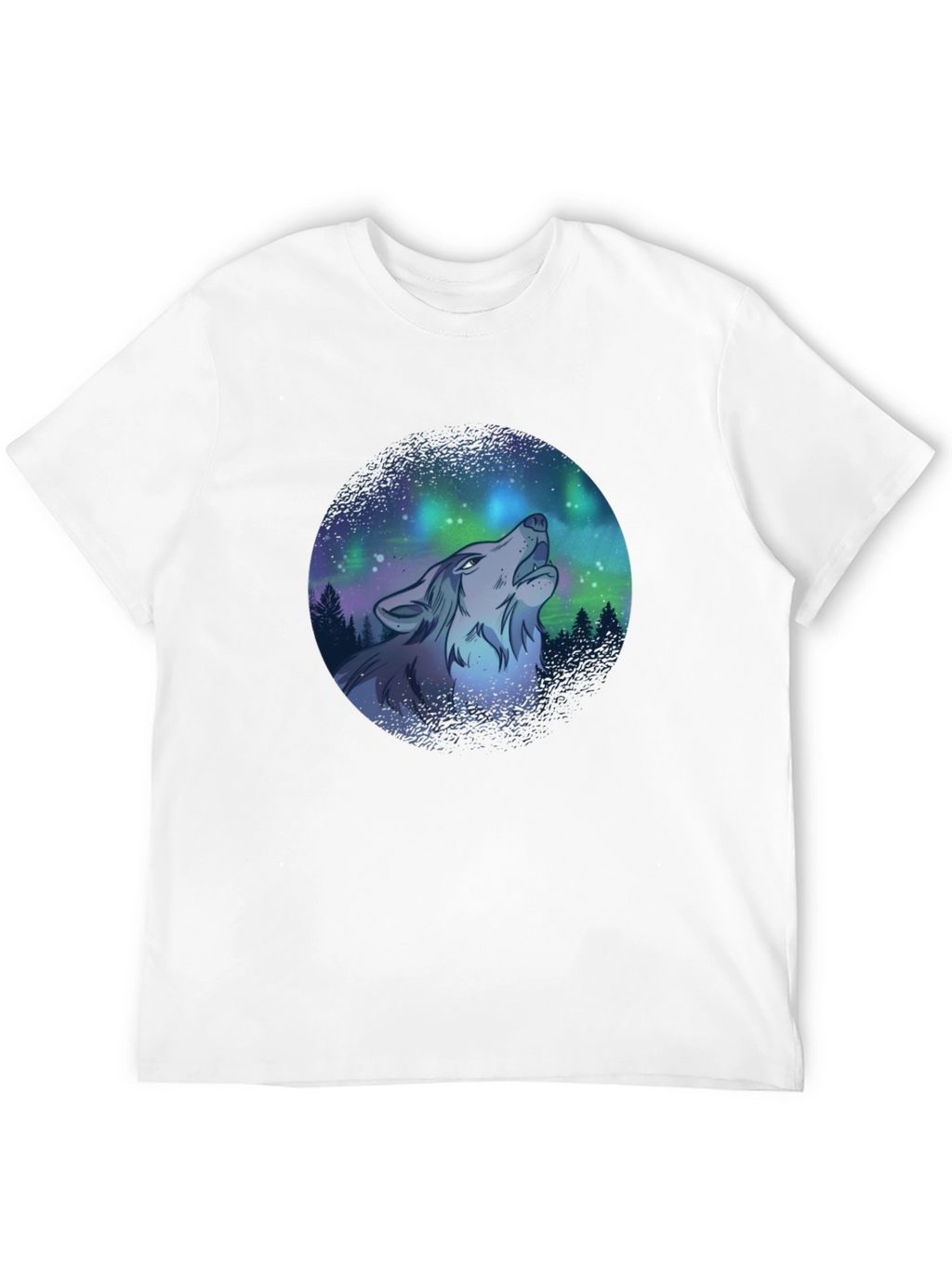 Wolf Howl Aurora Borealis T-Shirt - Black