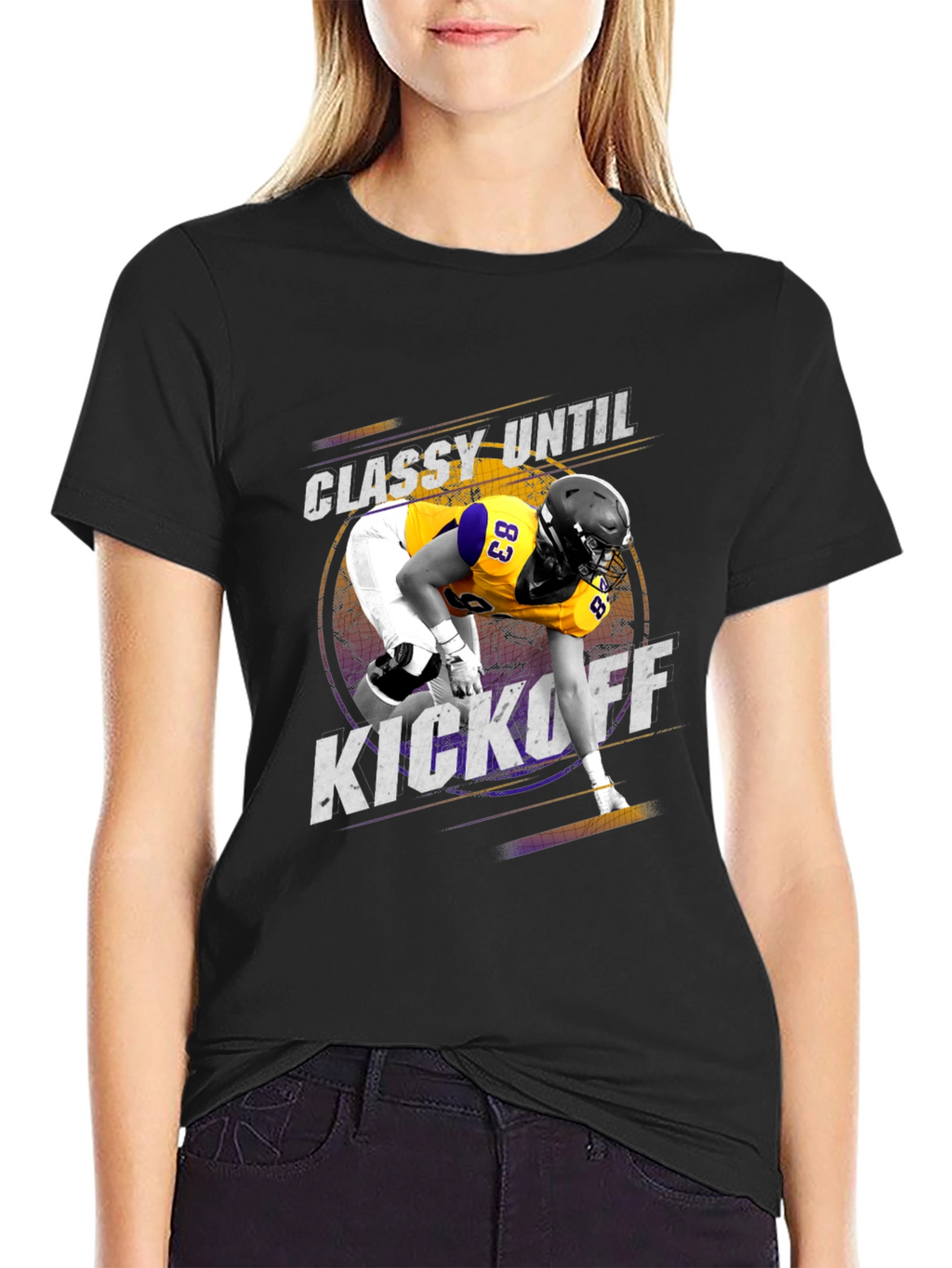 Classy Until Kickoff Football Graphic Tee
