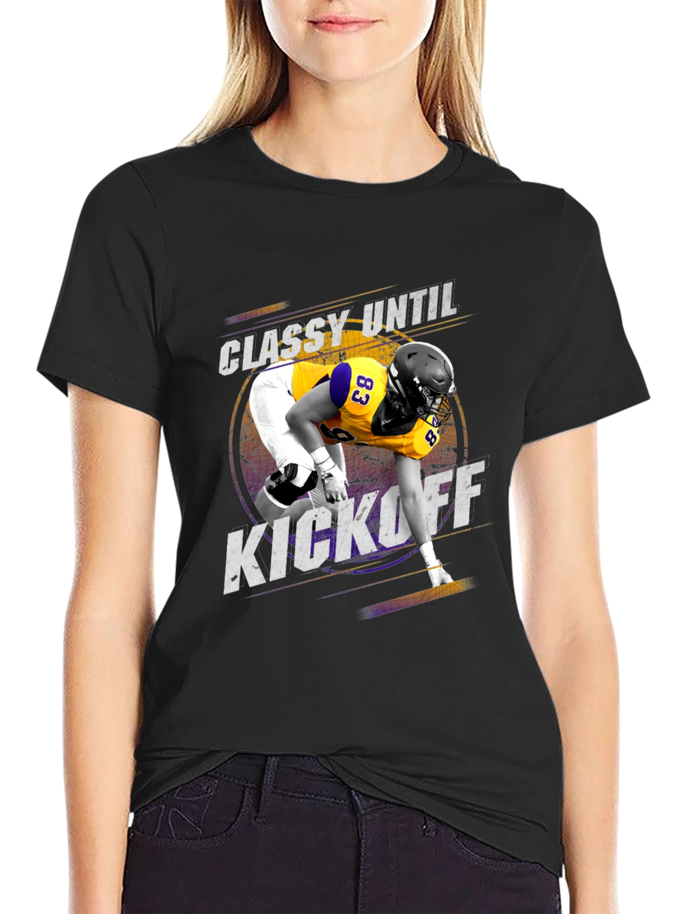 Classy Until Kickoff Football Graphic Tee