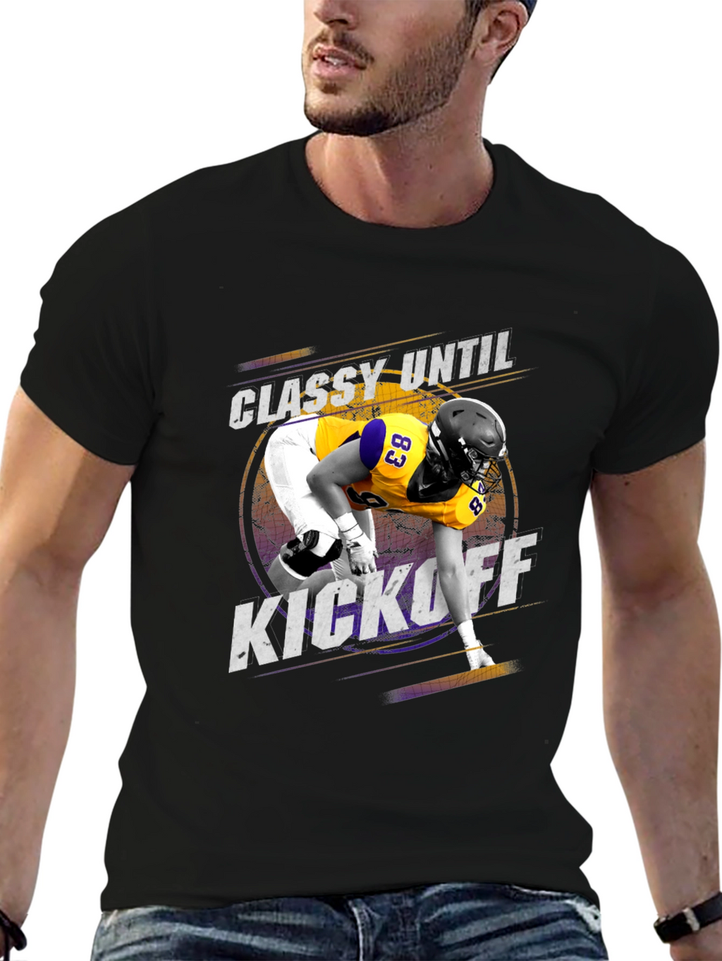 Classy Until Kickoff Football Graphic Tee