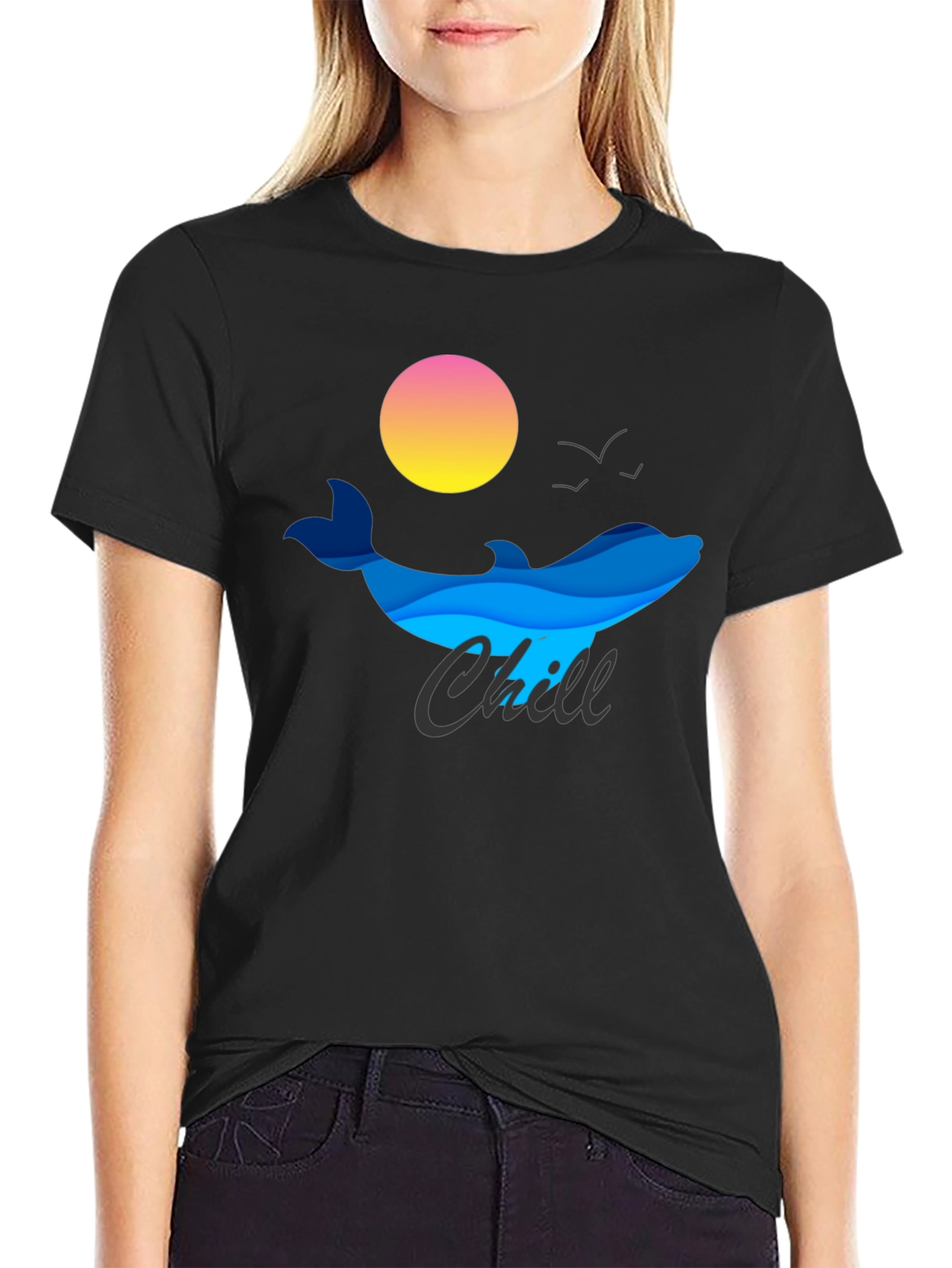 Chill Dolphin Graphic Tee - Relaxed Vibe