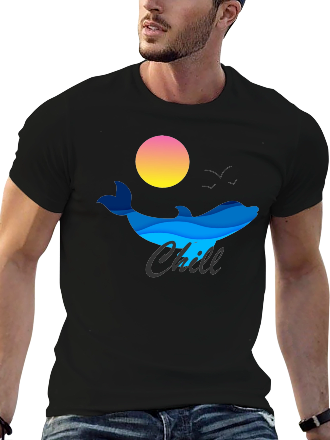 Chill Dolphin Graphic Tee - Relaxed Vibe