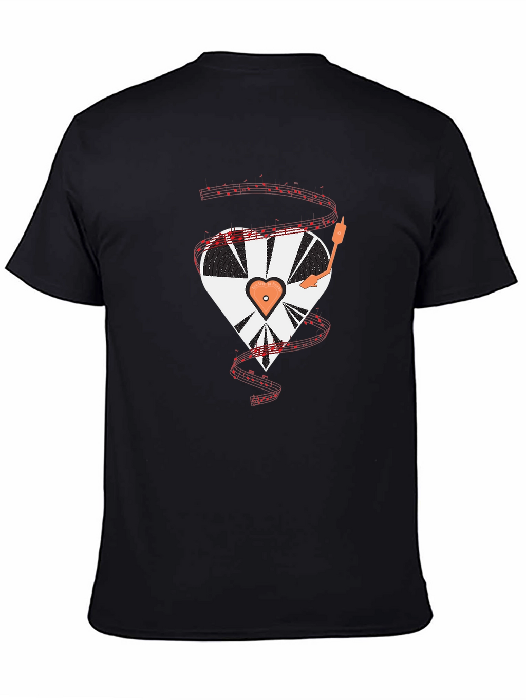 Heart Record Player Black T-Shirt