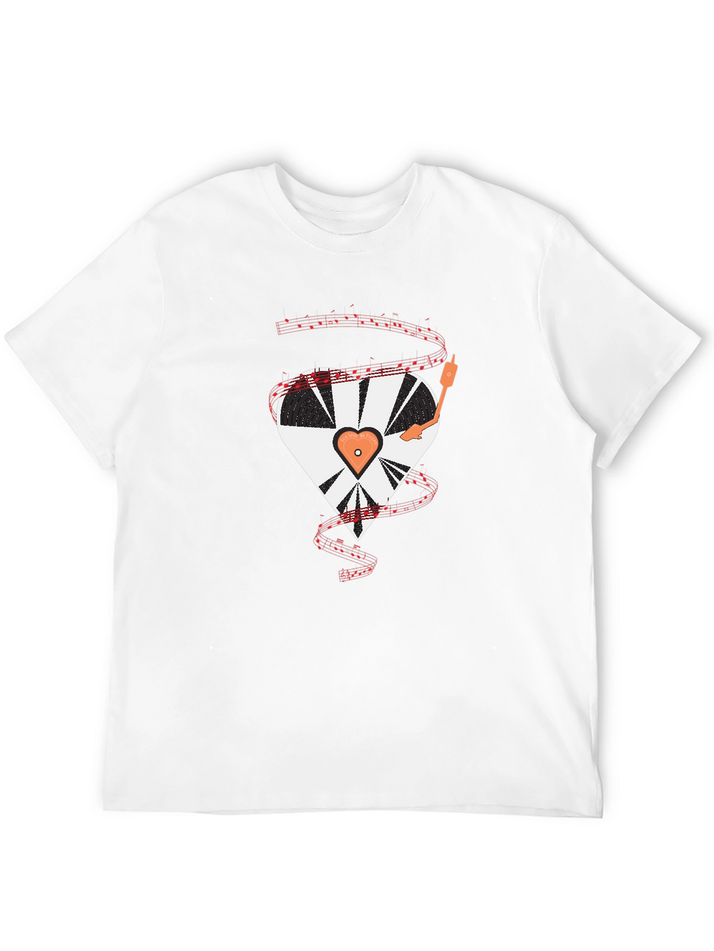 Heart Record Player Black T-Shirt