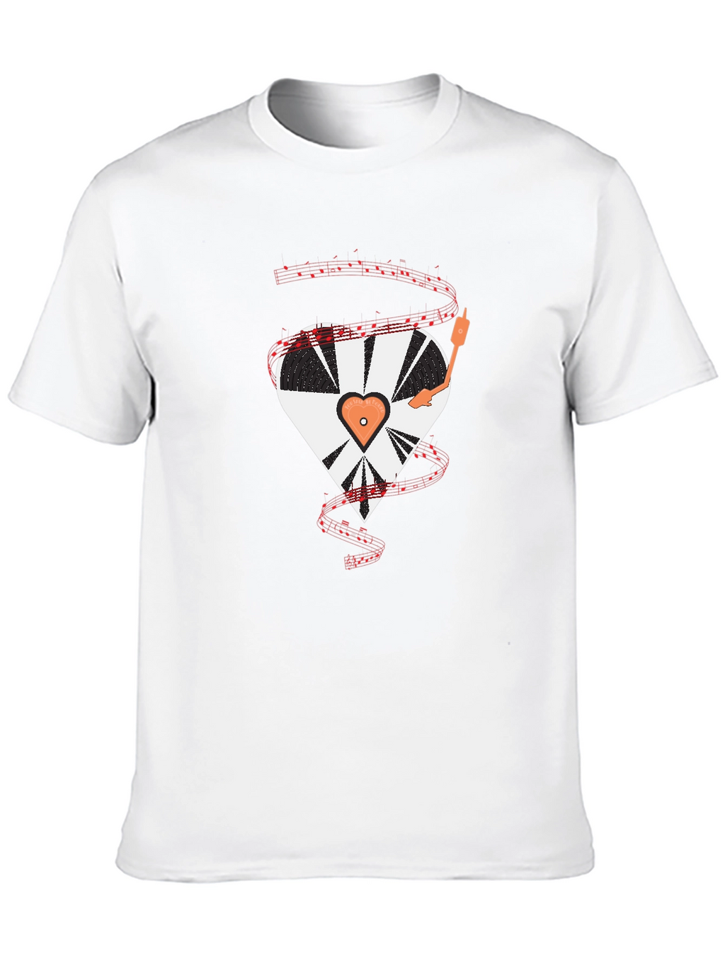 Heart Record Player Black T-Shirt