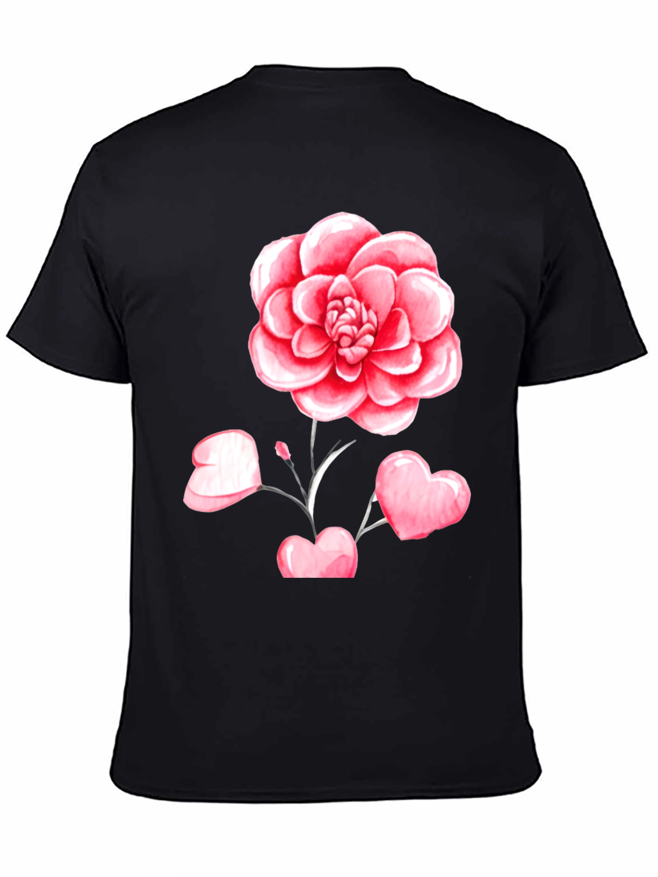 Floral Heart Graphic Tee - Black