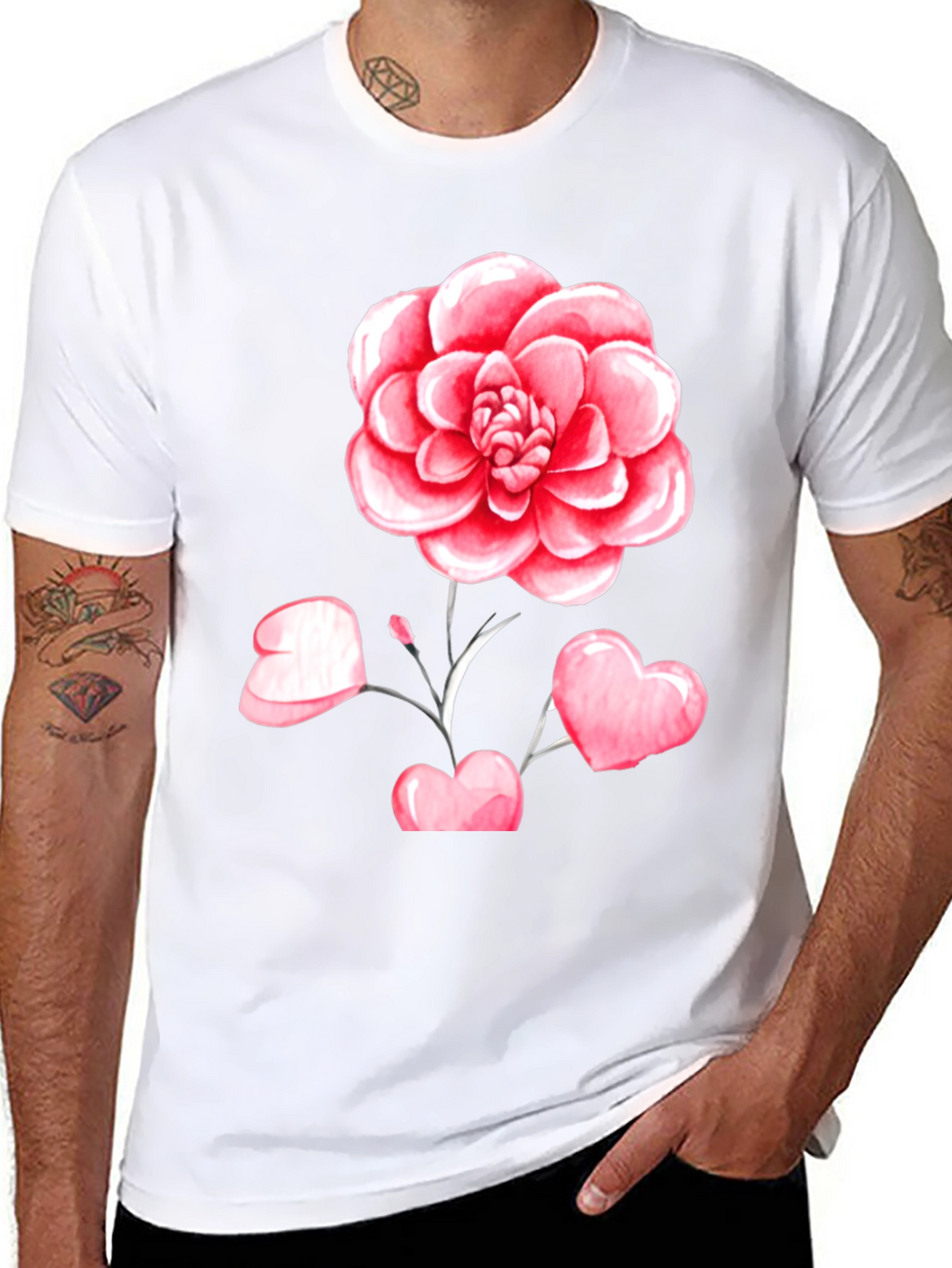 Floral Heart Graphic Tee - Black