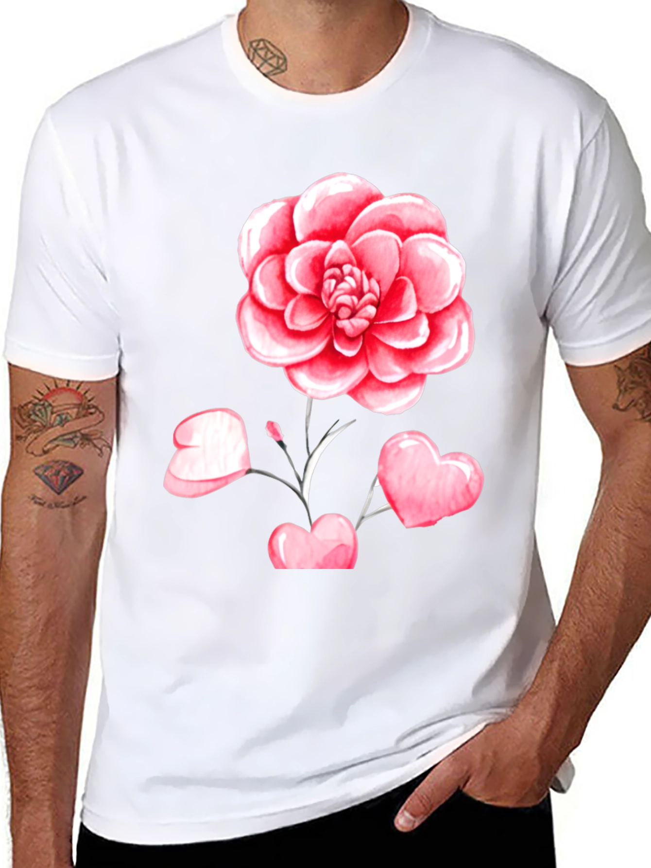 Floral Heart Graphic Tee - Black