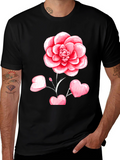 Floral Heart Graphic Tee - Black