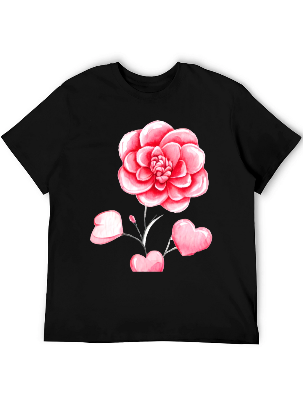 Floral Heart Graphic Tee - Black