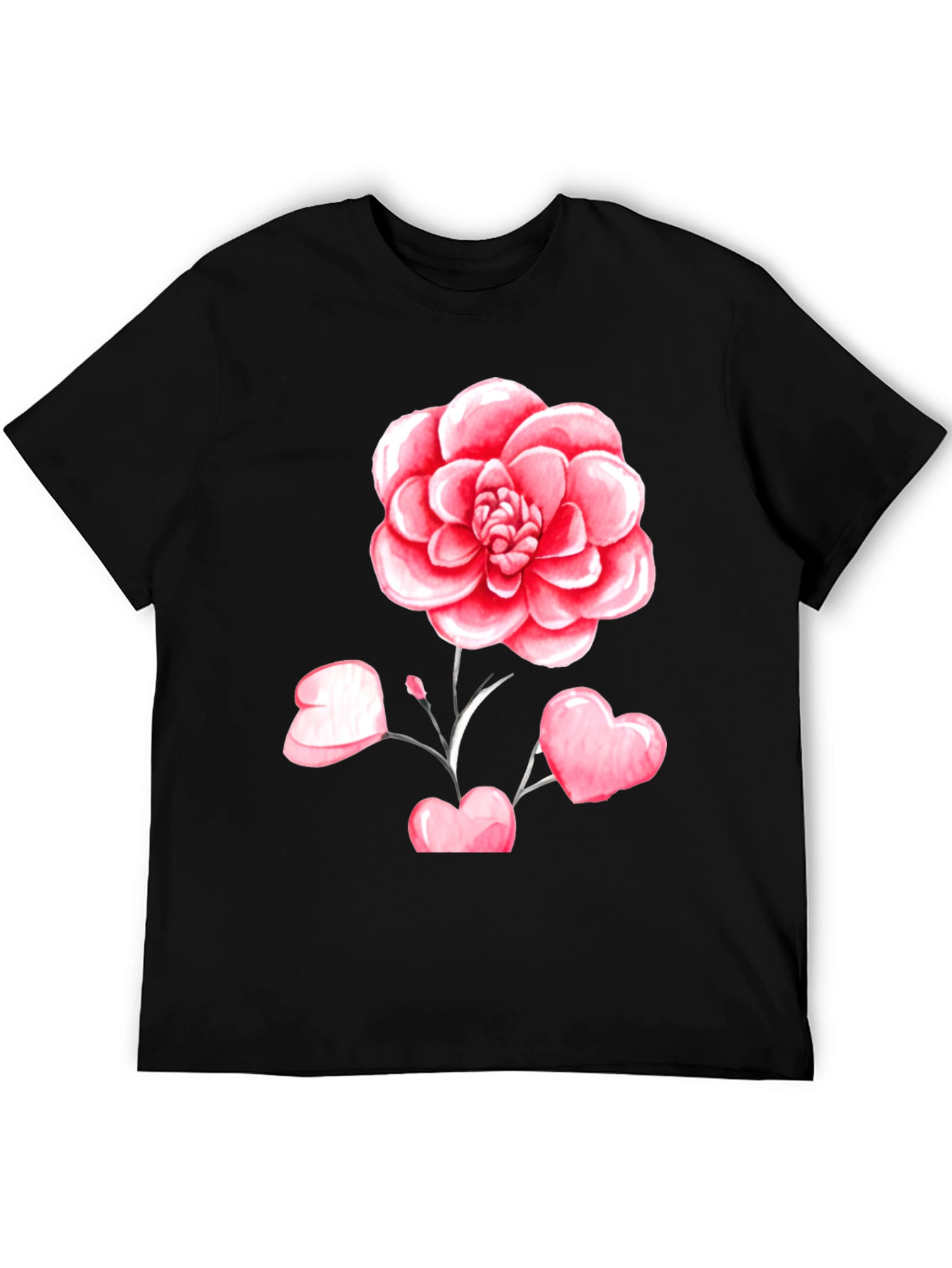 Floral Heart Graphic Tee - Black