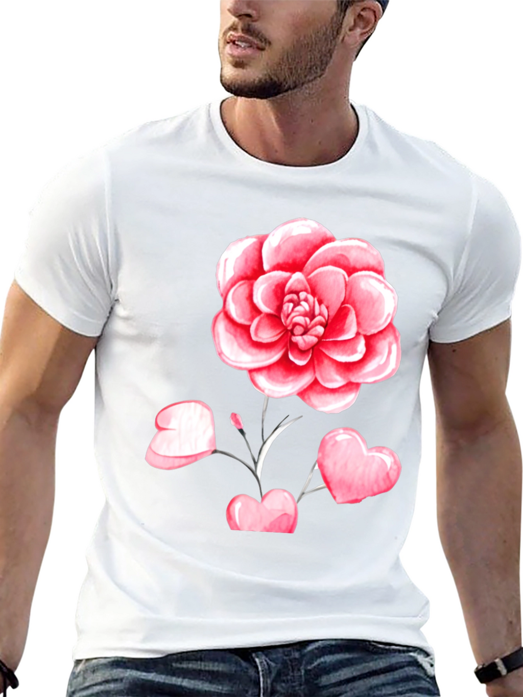 Floral Heart Graphic Tee - Black