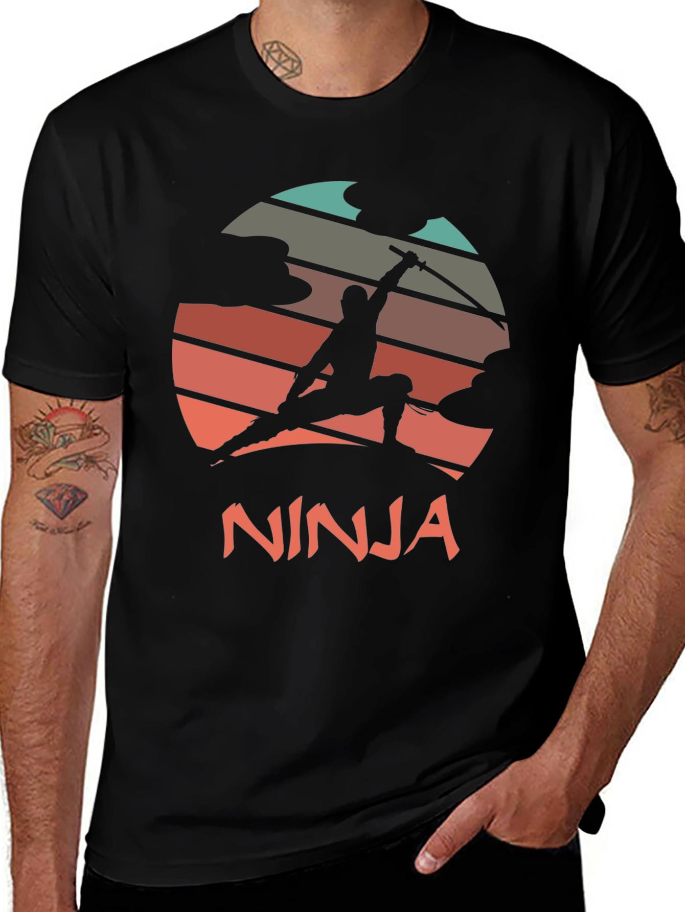 Ninja Sunset Graphic Tee - Martial Arts Style