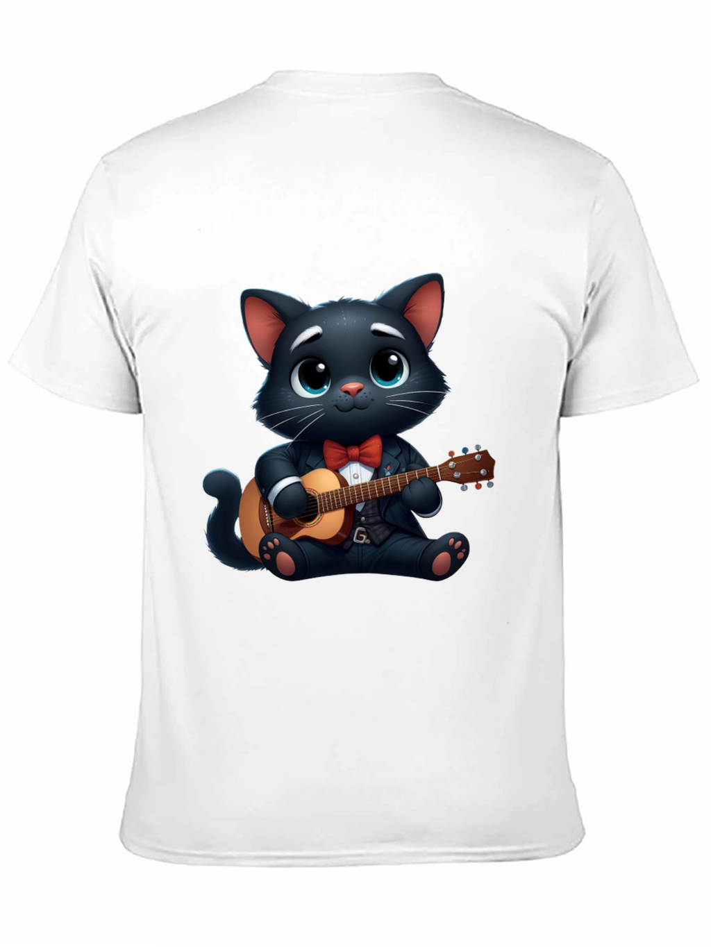 Cat Playing Guitar T-Shirt - Cute Cartoon Animal Tee