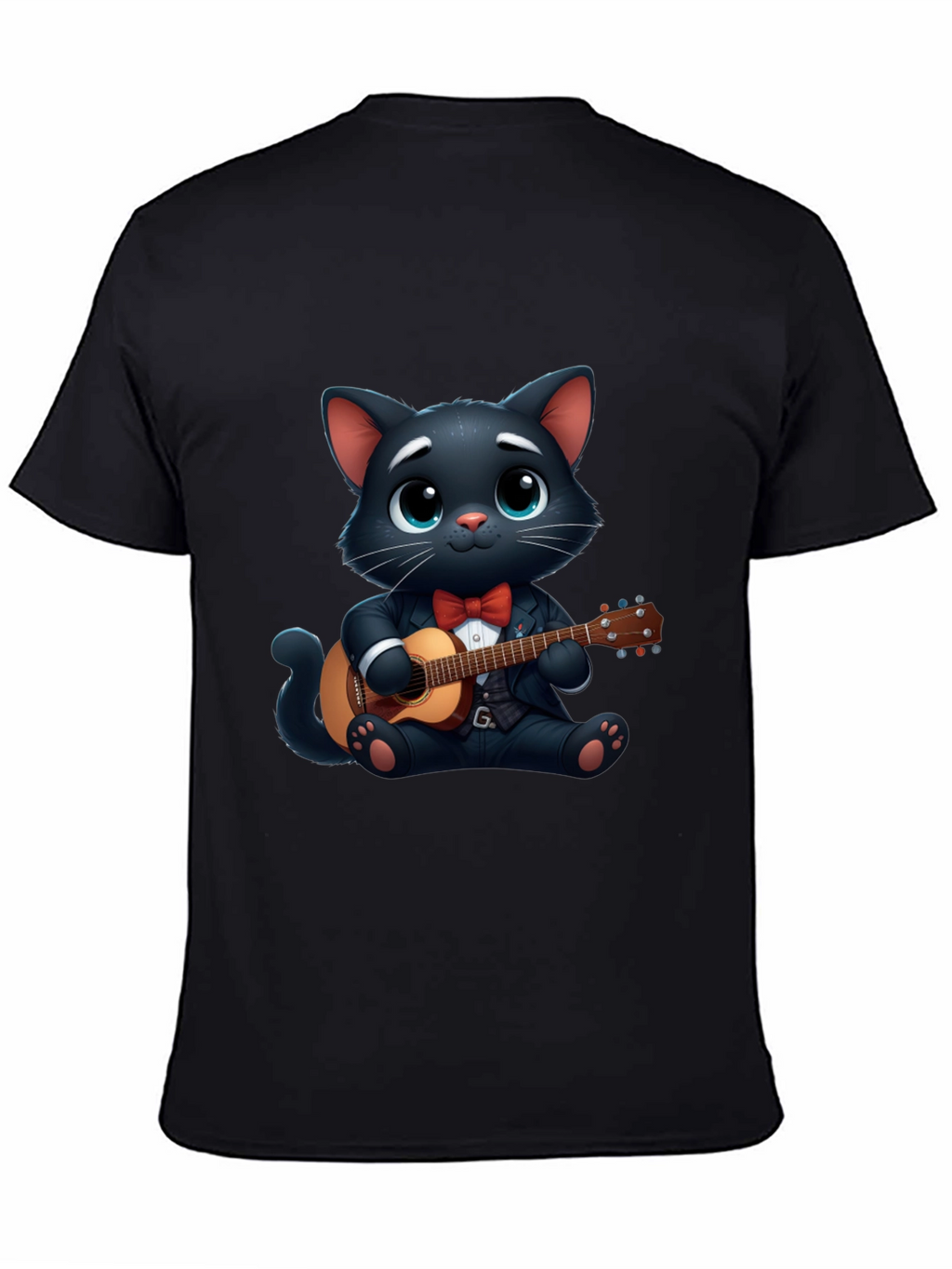 Cat Playing Guitar T-Shirt - Cute Cartoon Animal Tee
