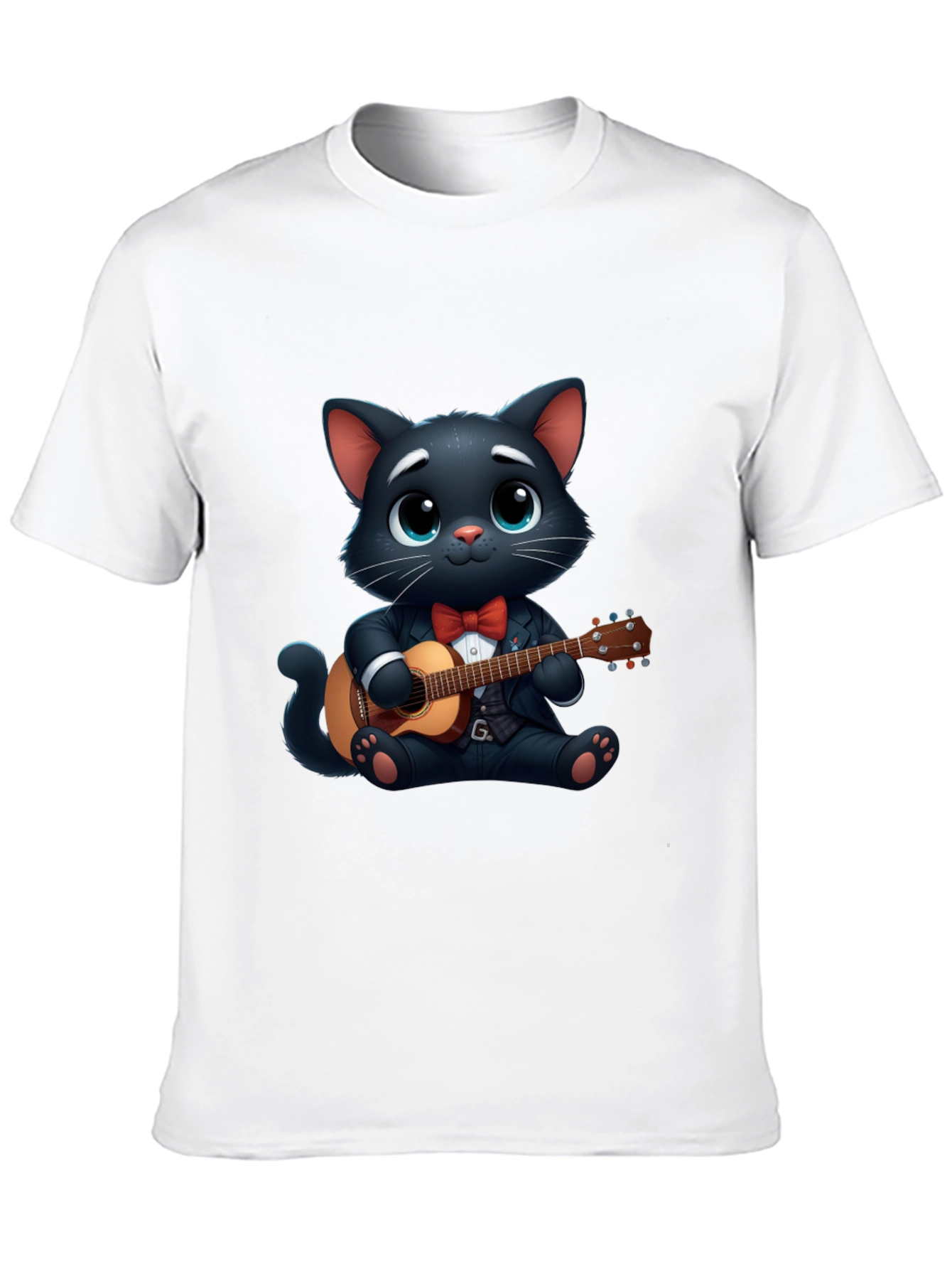 Cat Playing Guitar T-Shirt - Cute Cartoon Animal Tee