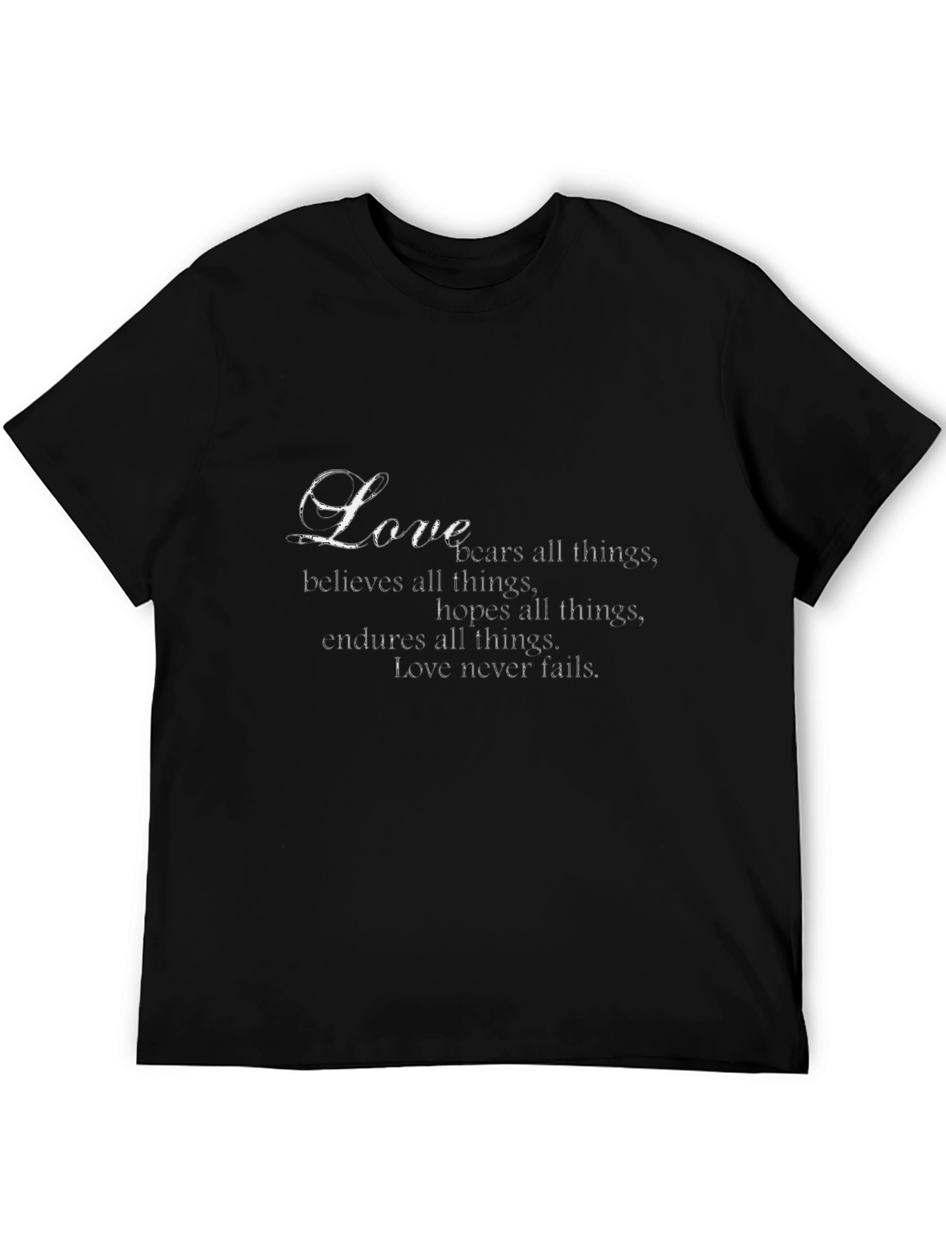 Love Never Fails Graphic T-Shirt - Black