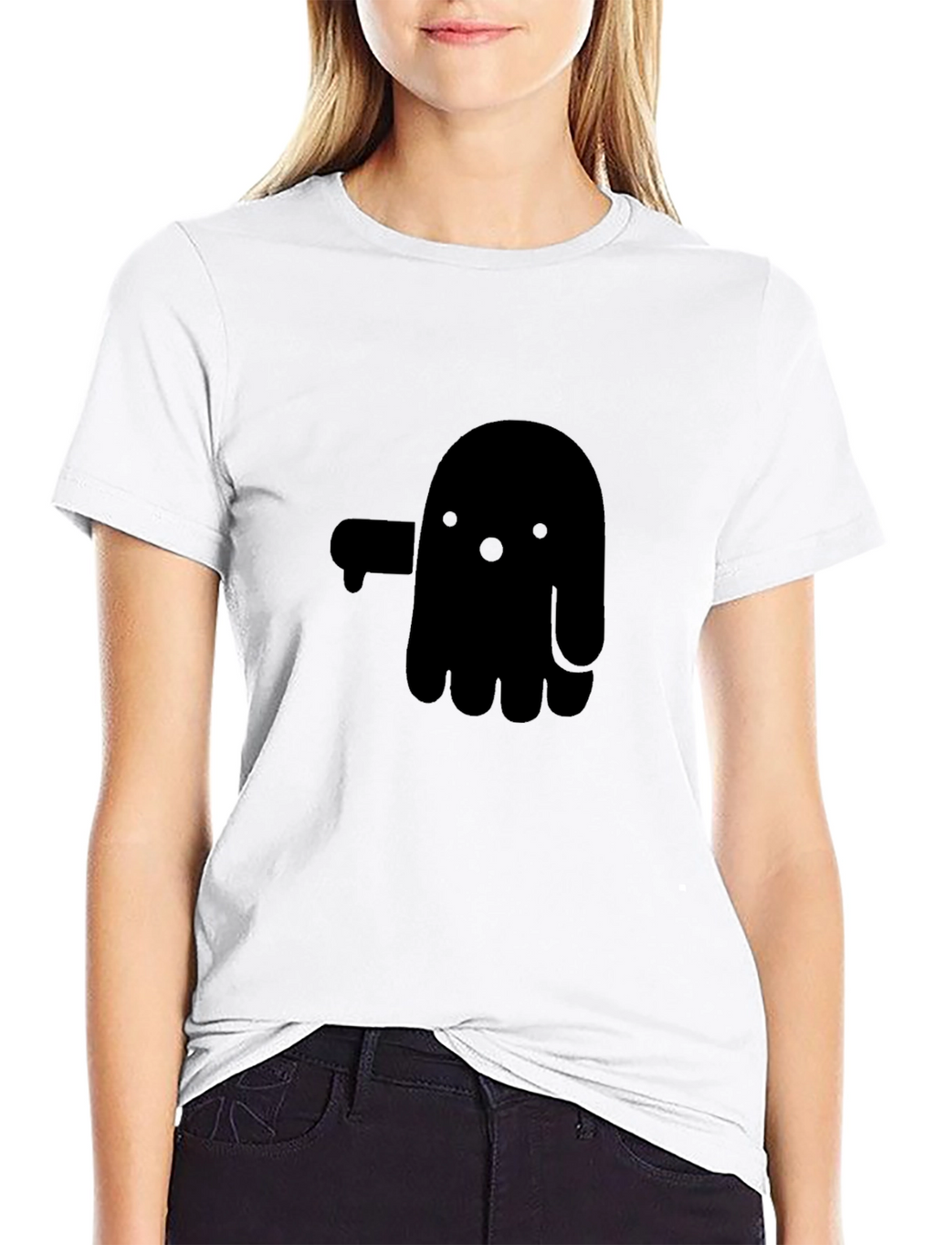 Funny Ghost Graphic Tee - Soft Black Cotton Shirt