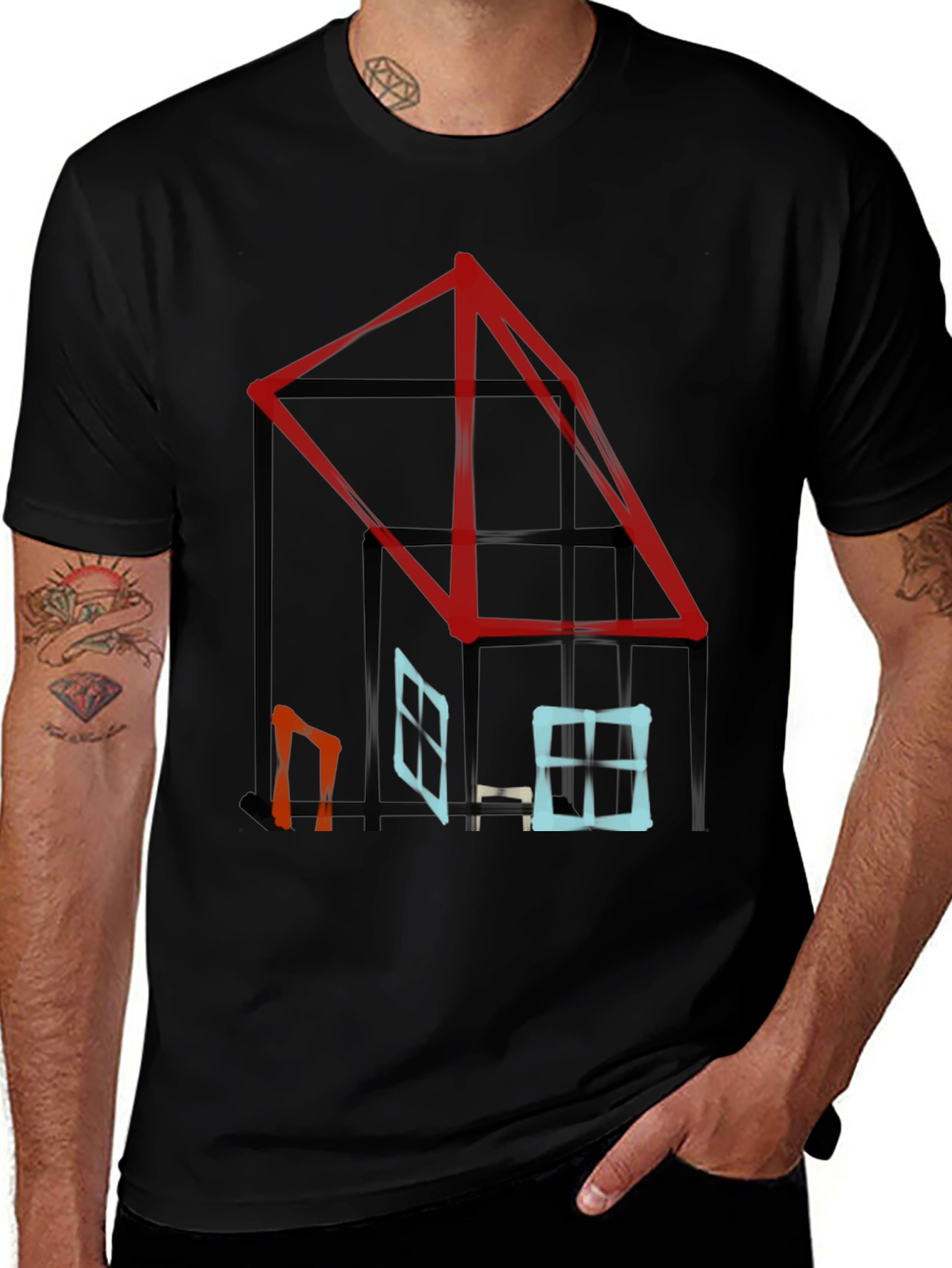 Abstract House Graphic Tee - Modern Style