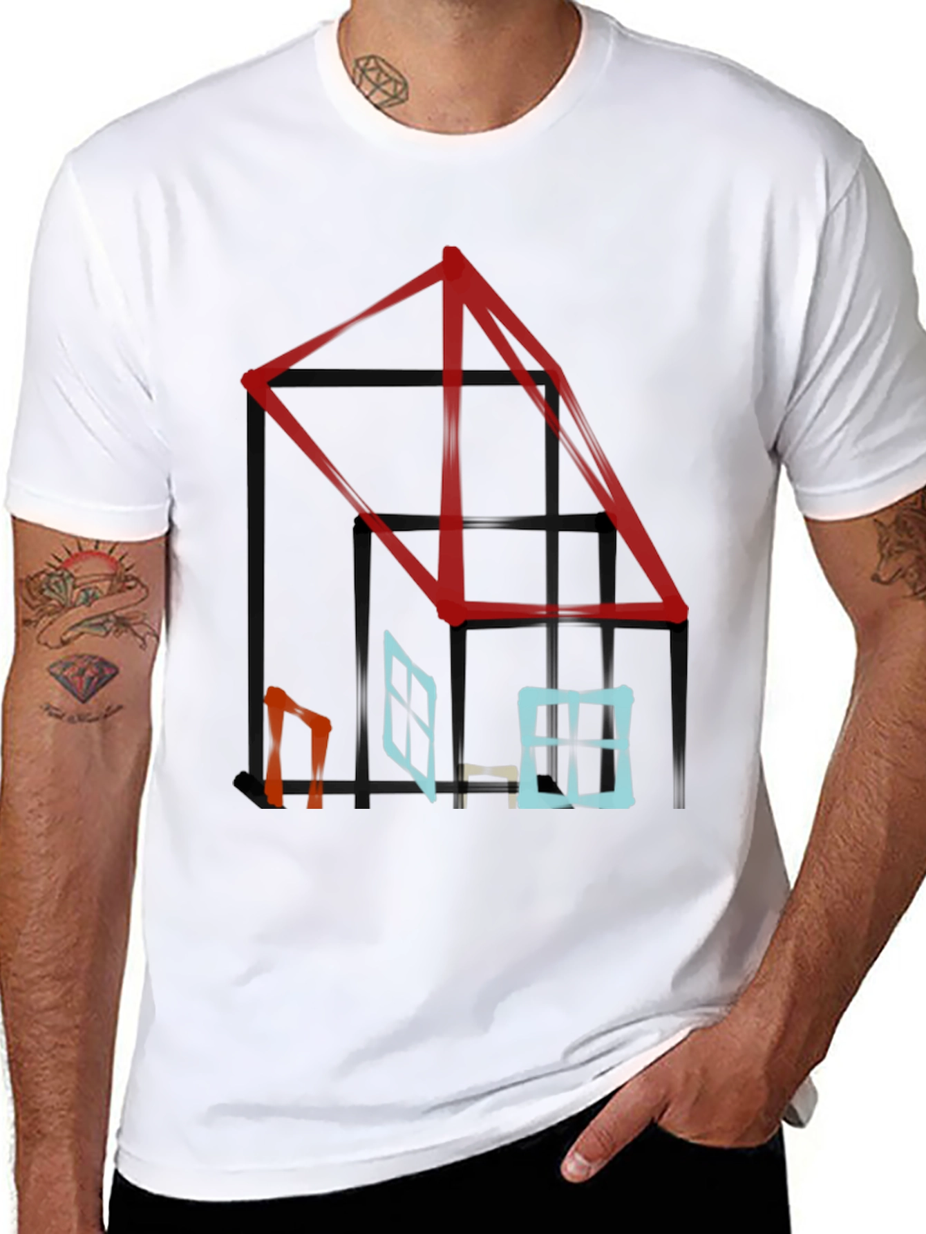 Abstract House Graphic Tee - Modern Style