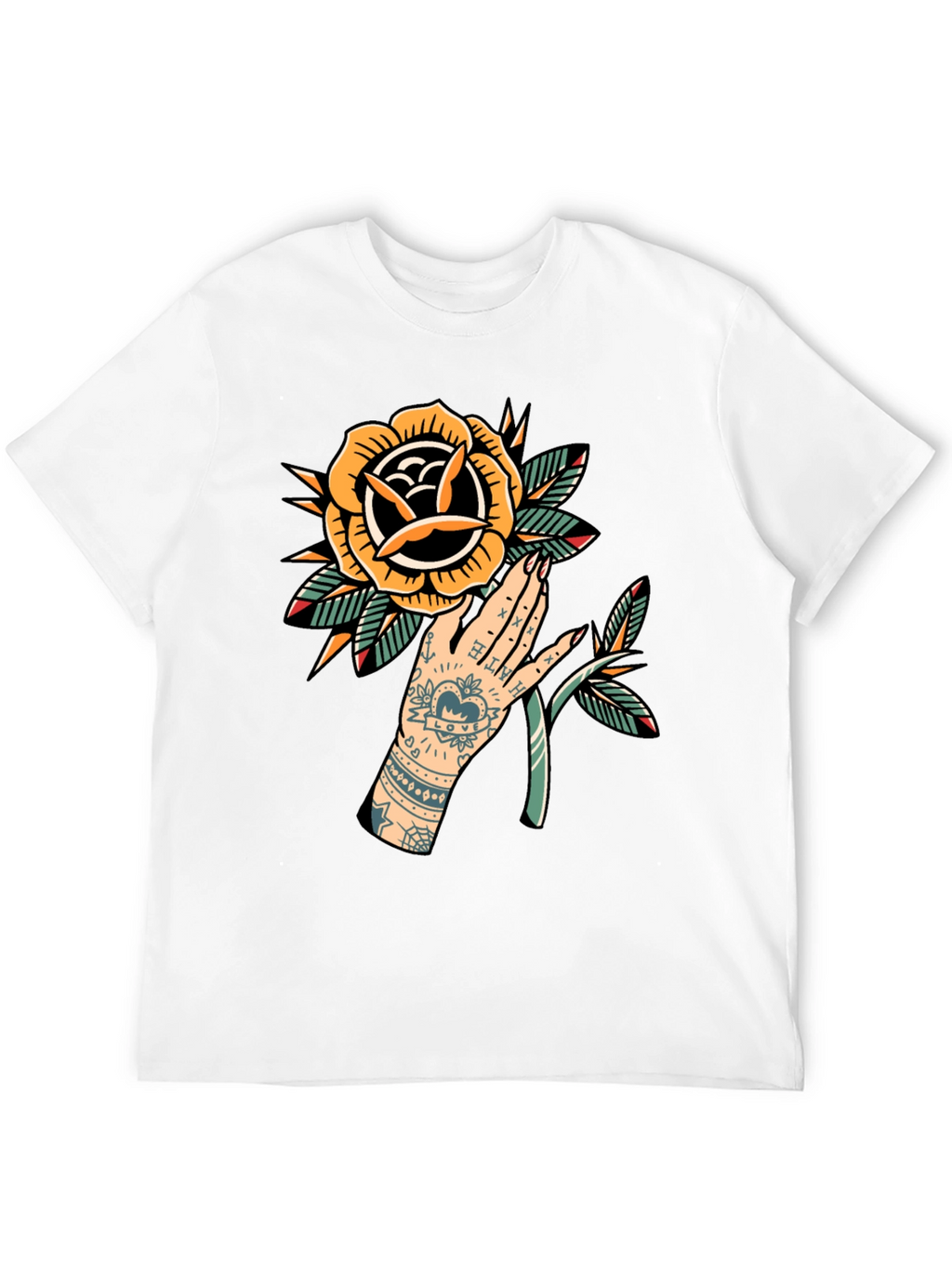 Tattoo Art Graphic Tee - Black Cotton T-Shirt