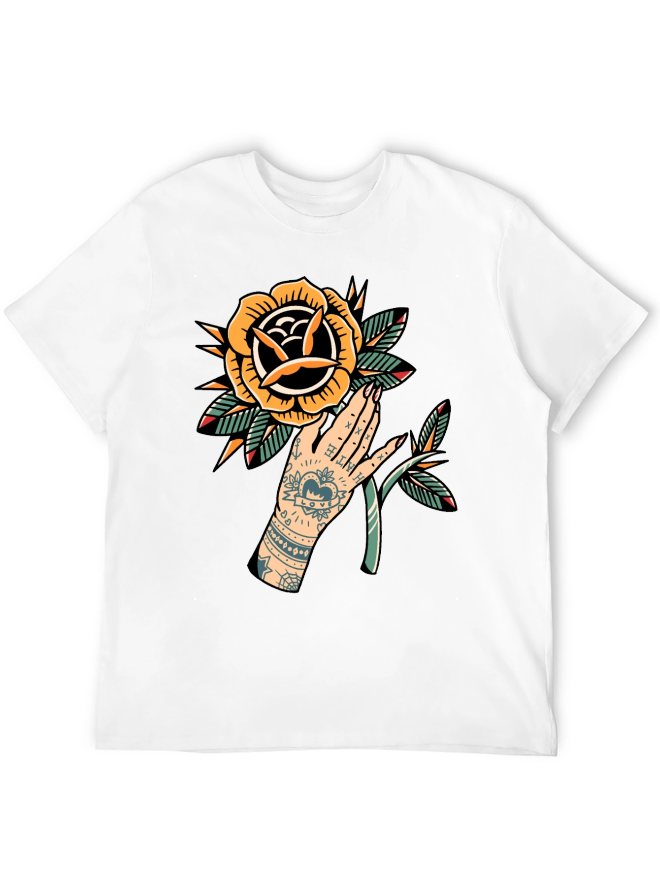 Tattoo Art Graphic Tee - Black Cotton T-Shirt