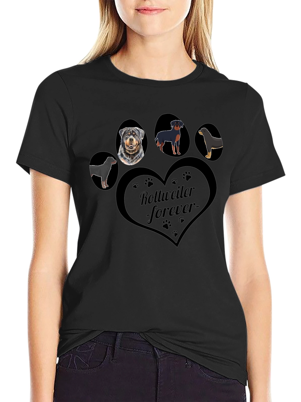 Rottweiler Forever Graphic T-Shirt - Black
