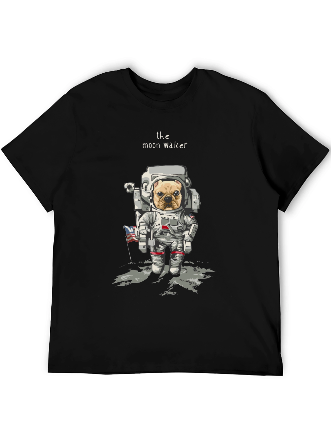 Moon Walker Dog T-Shirt - Astronaut Bulldog Tee