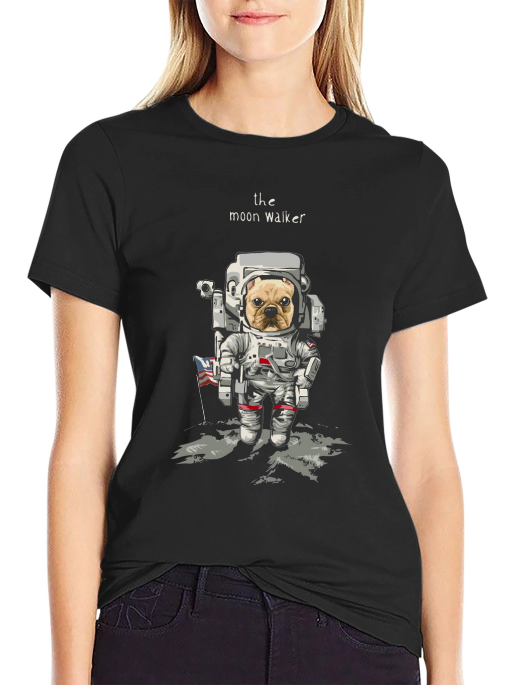 Moon Walker Dog T-Shirt - Astronaut Bulldog Tee