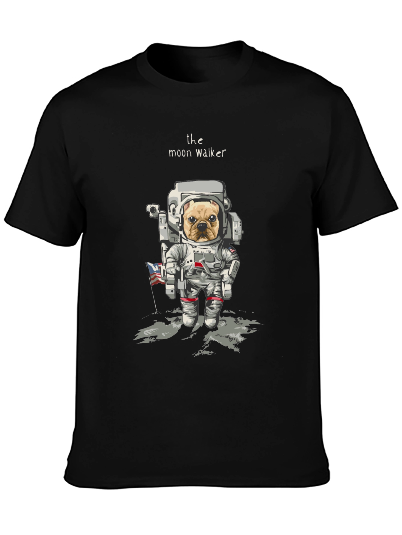 Moon Walker Dog T-Shirt - Astronaut Bulldog Tee