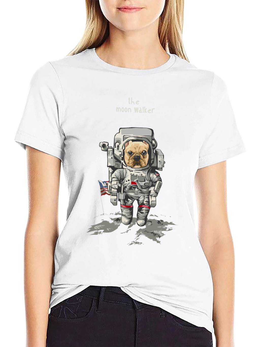Moon Walker Dog T-Shirt - Astronaut Bulldog Tee