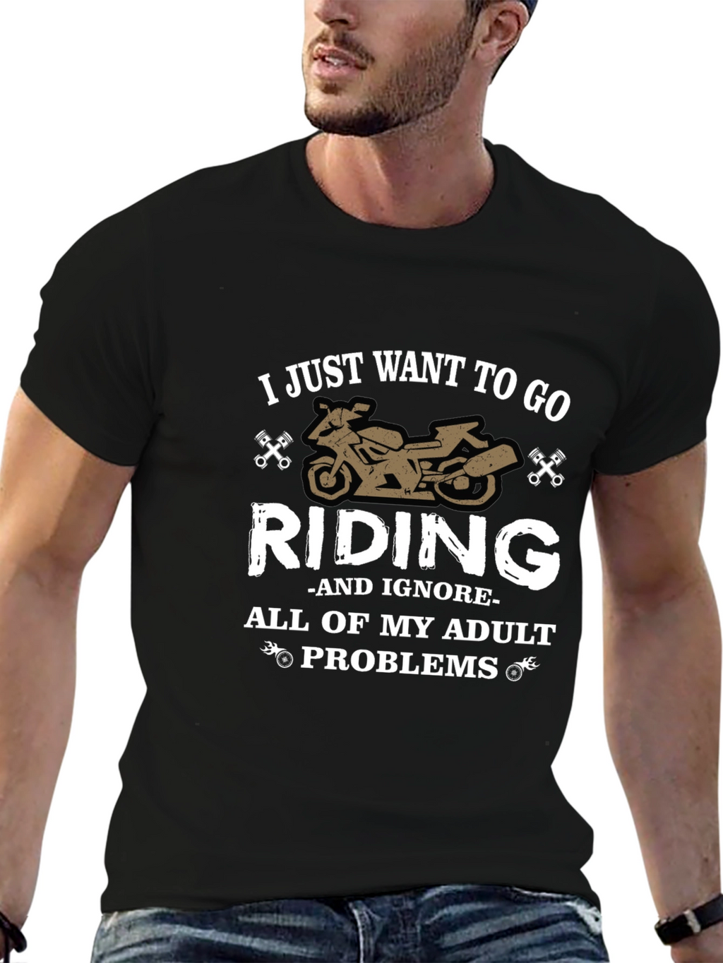 Riding T-Shirt: Adult Problems Motorcycle