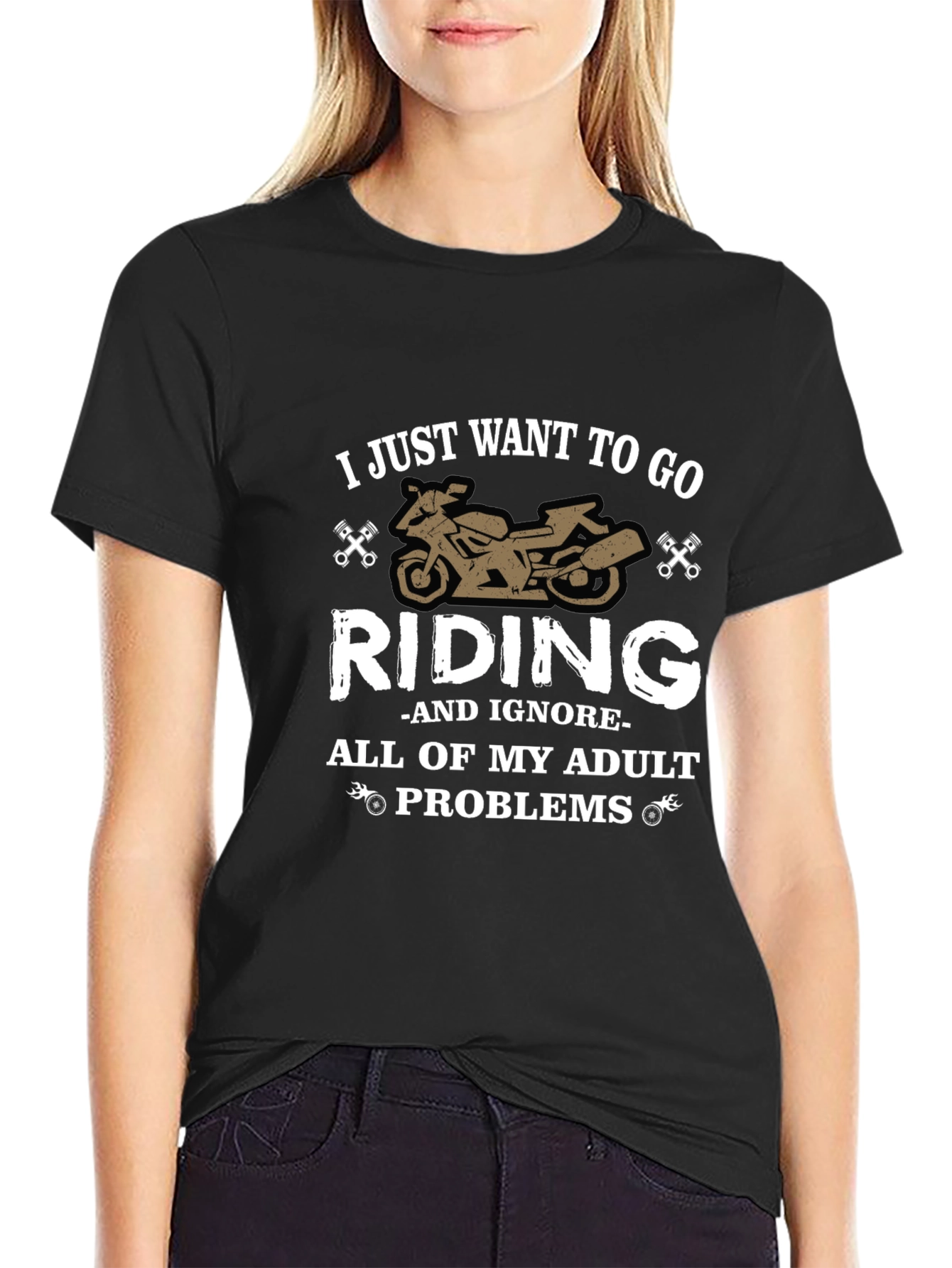 Riding T-Shirt: Adult Problems Motorcycle