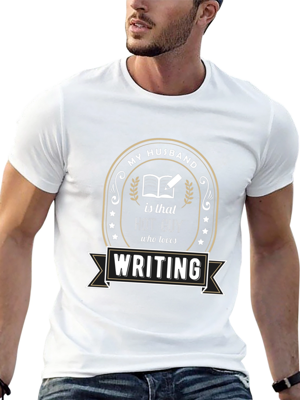 My Husband Hot Guy Writing T-Shirt