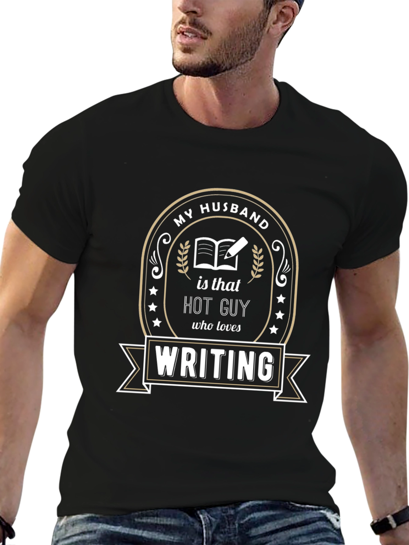 My Husband Hot Guy Writing T-Shirt
