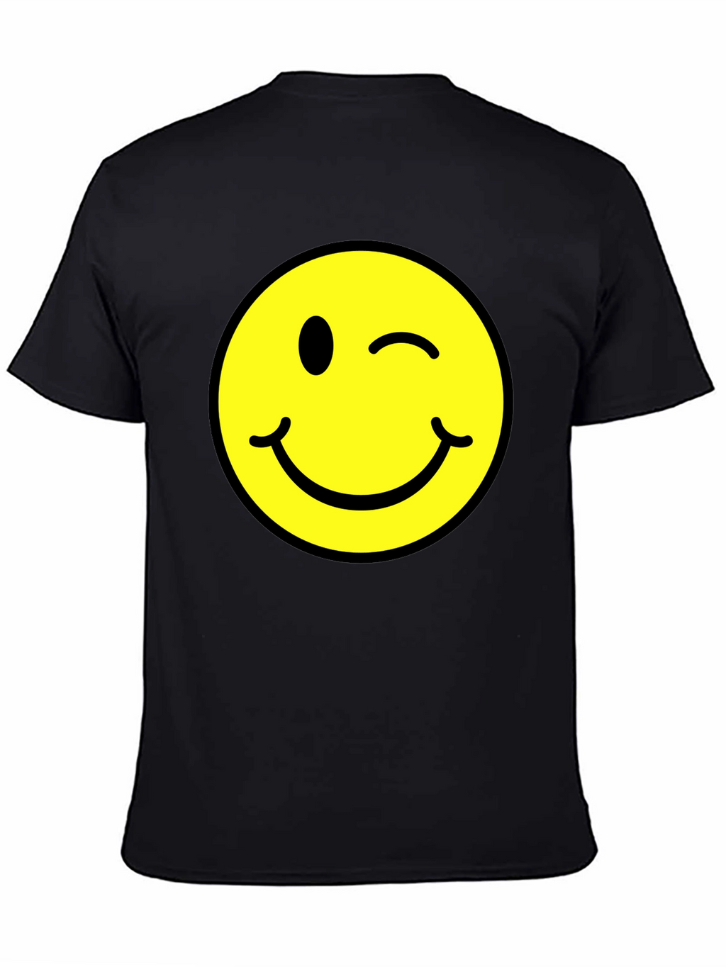 Winking Smiley Face Graphic Tee - Black