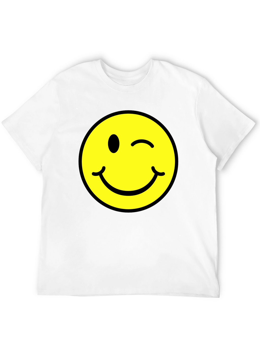 Winking Smiley Face Graphic Tee - Black