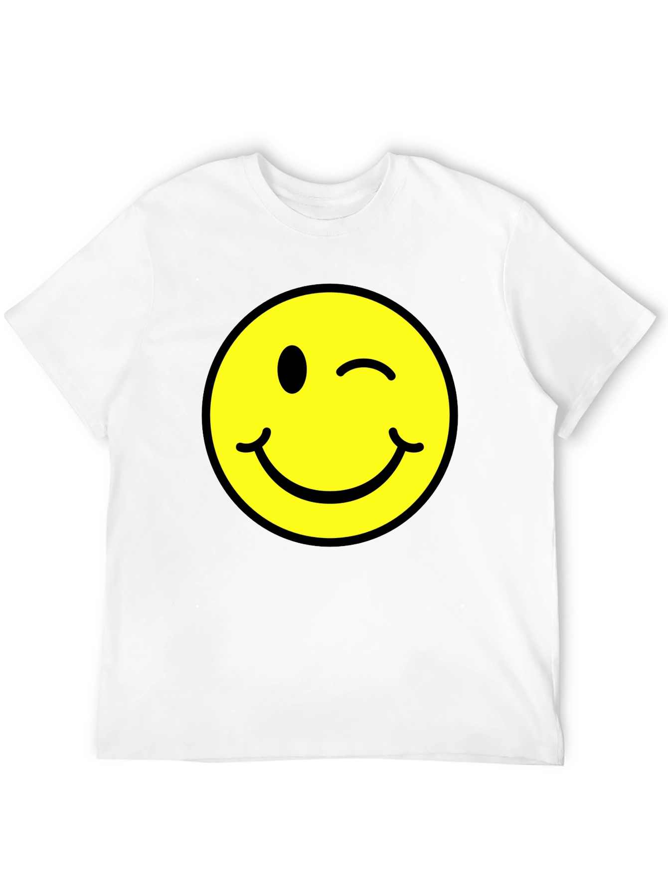 Winking Smiley Face Graphic Tee - Black