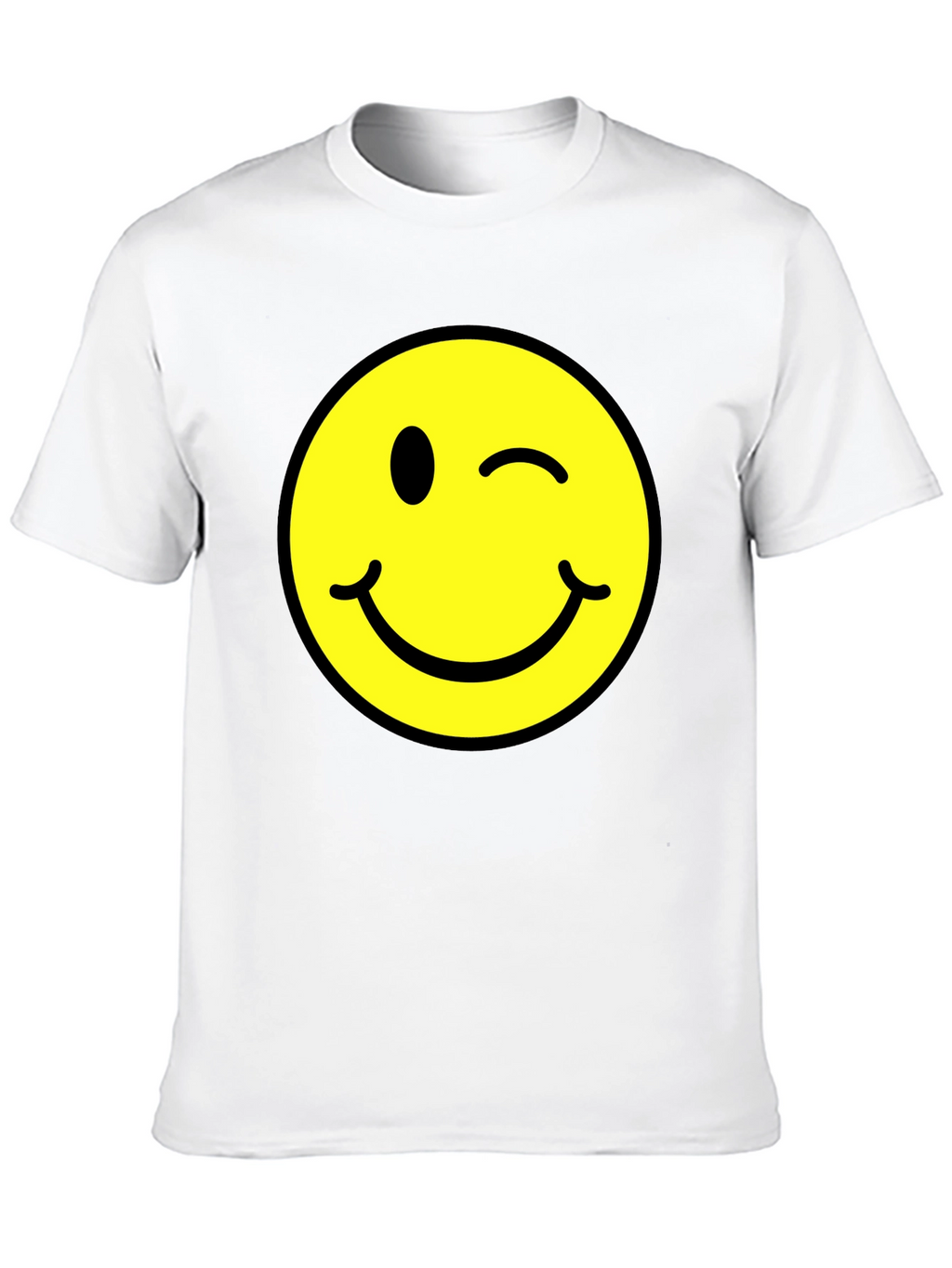 Winking Smiley Face Graphic Tee - Black