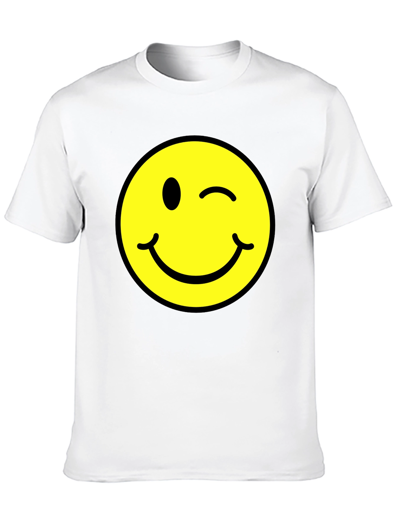 Winking Smiley Face Graphic Tee - Black
