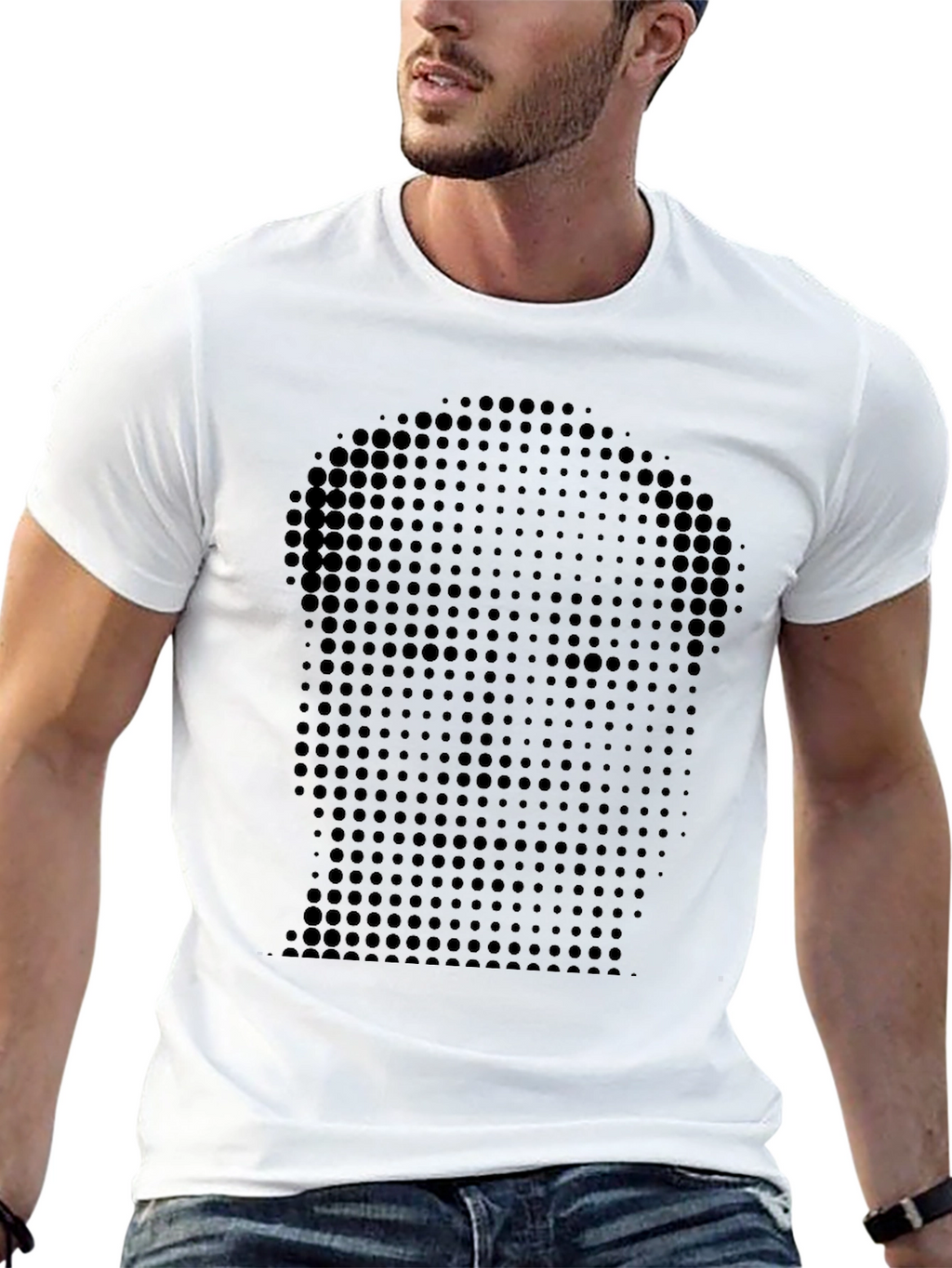 Abstract Dot Portrait Black T-Shirt