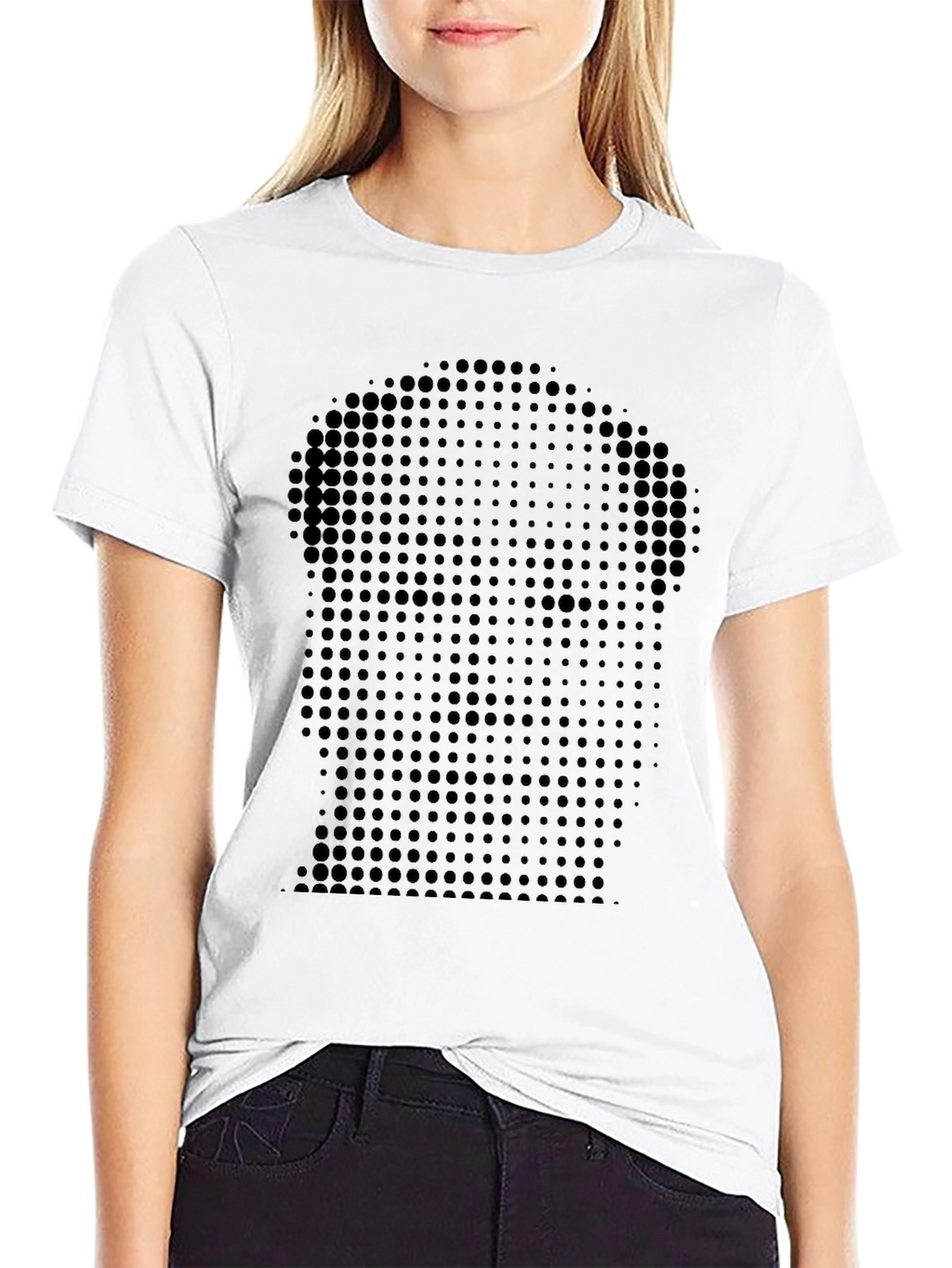 Abstract Dot Portrait Black T-Shirt