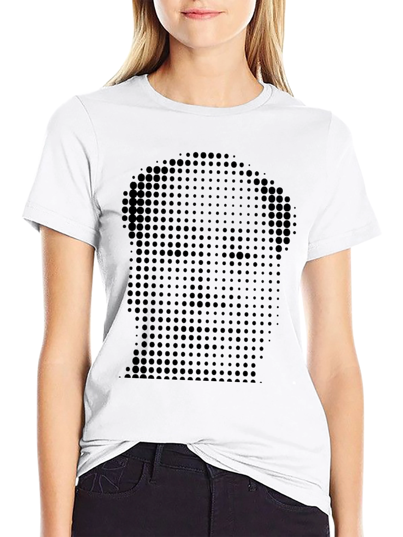 Abstract Dot Portrait Black T-Shirt