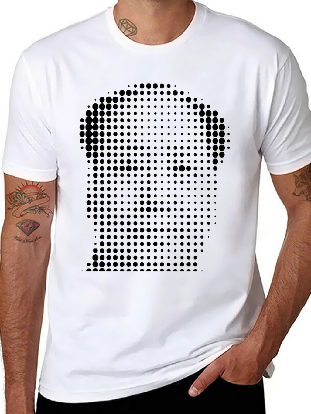 Abstract Dot Portrait Black T-Shirt