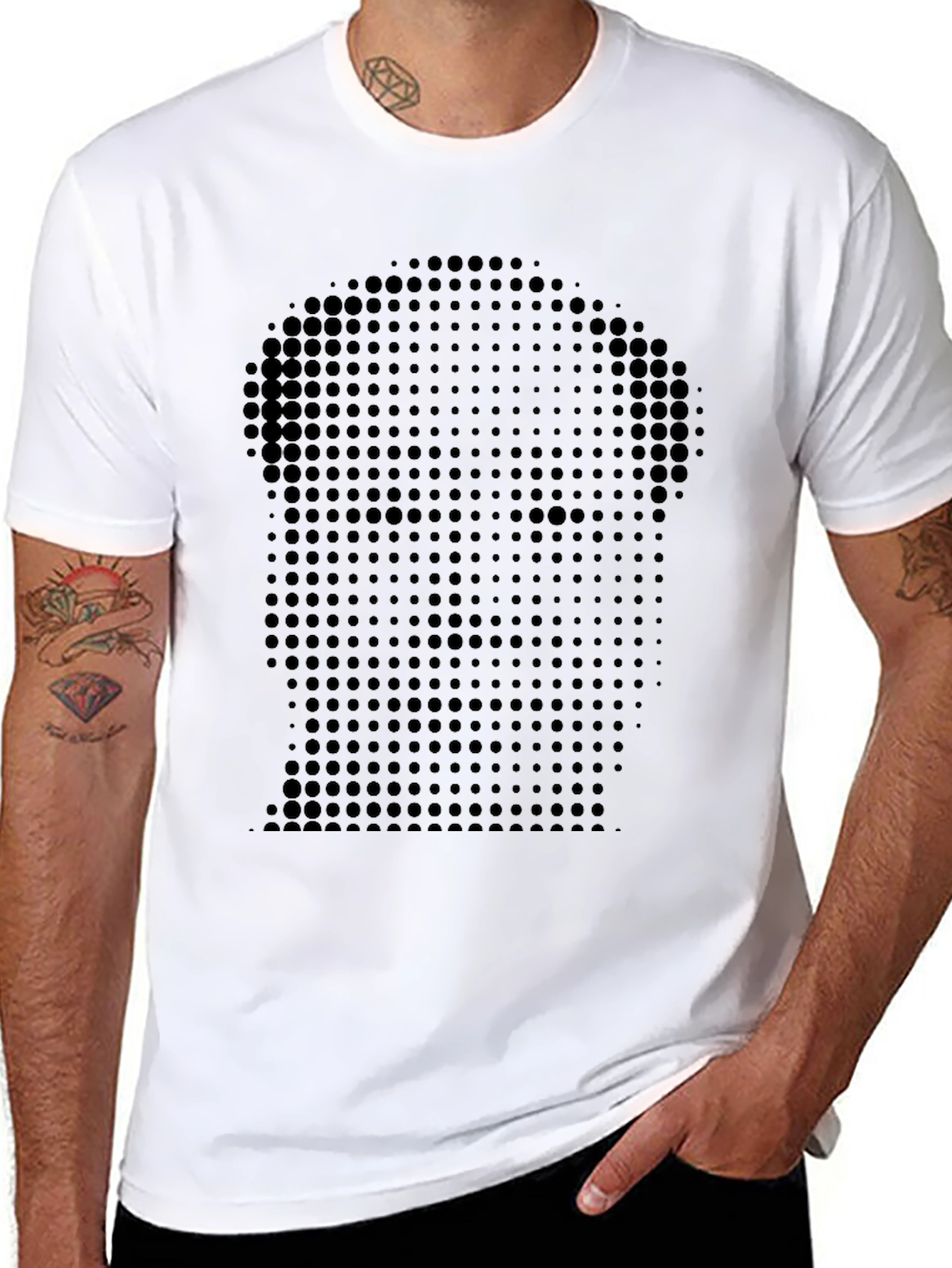 Abstract Dot Portrait Black T-Shirt